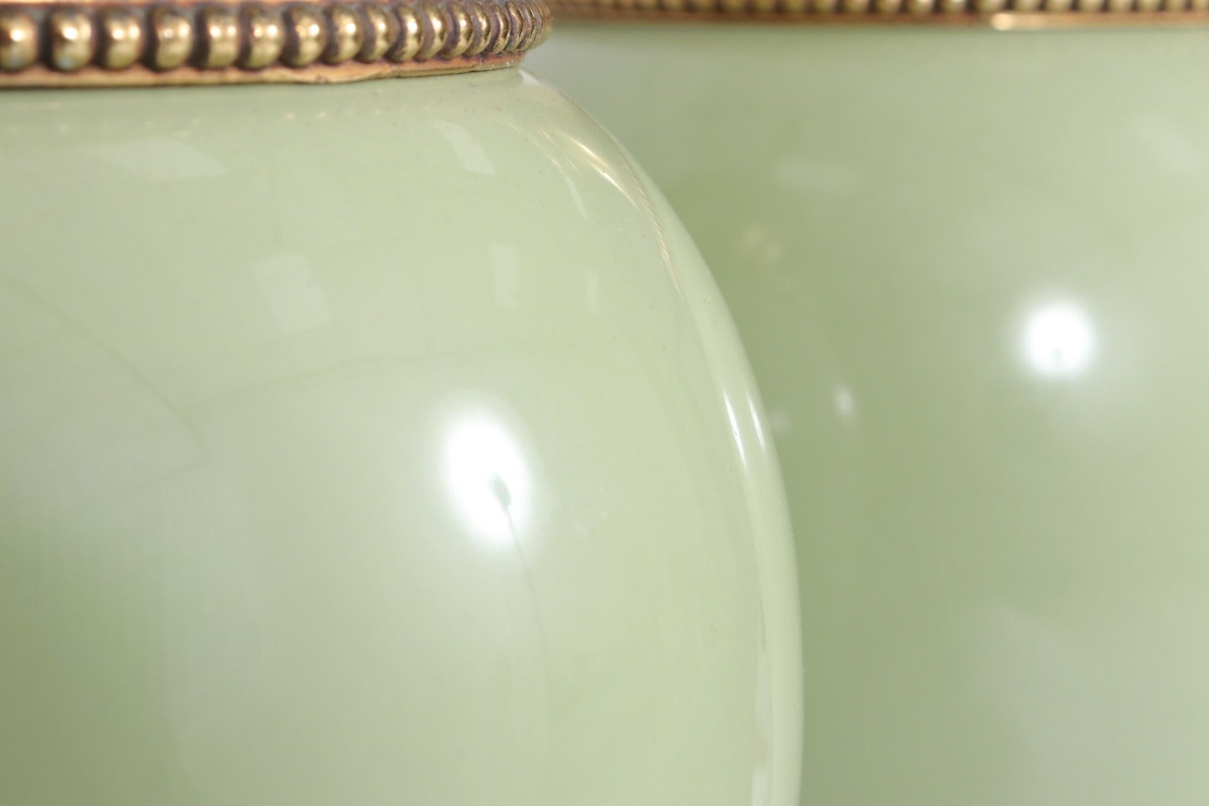 Brass and Porcelain Table Lamps by Stiffel, a Pair In Good Condition In Bradenton, FL