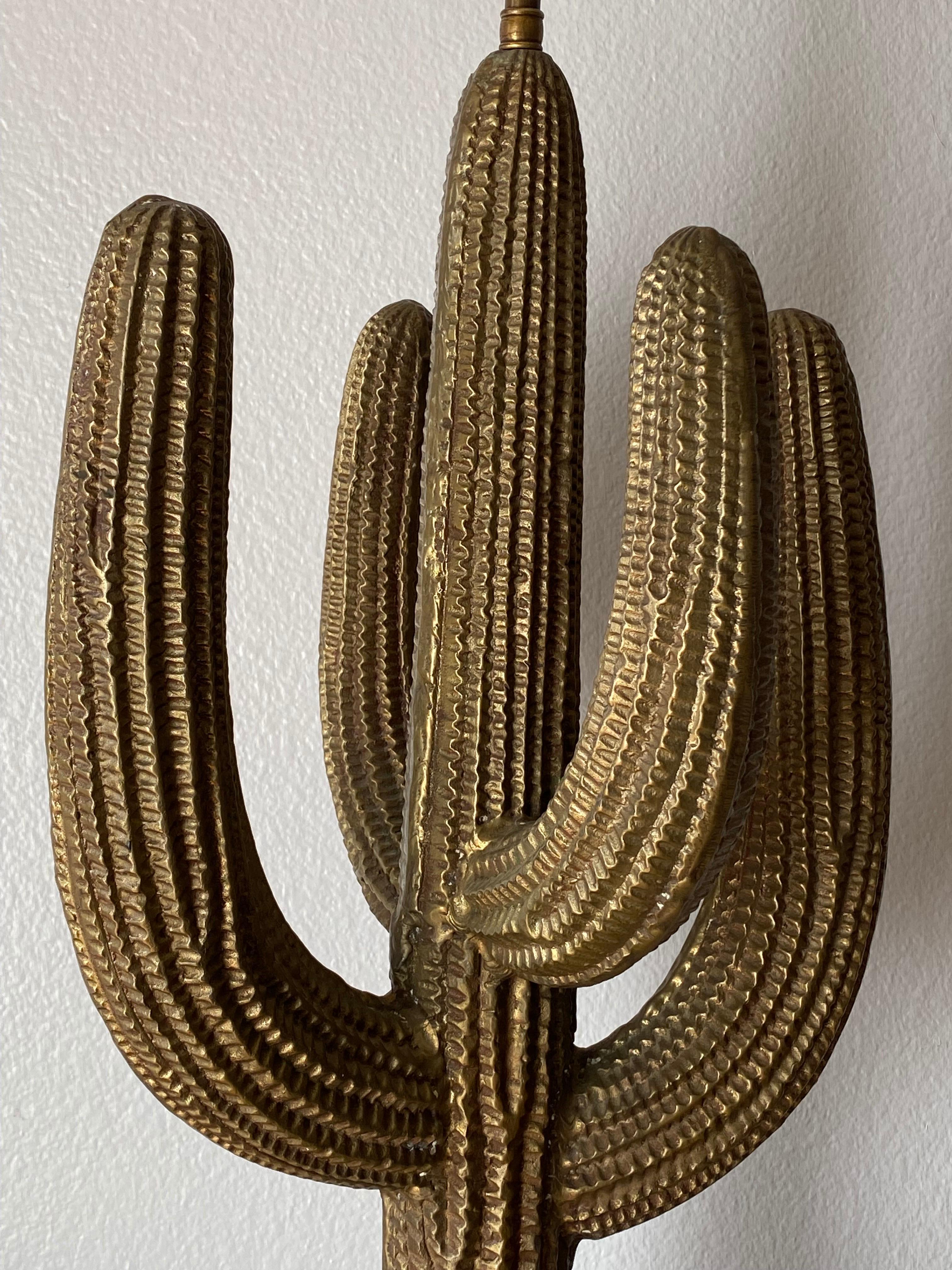 Brass Saguaro Cactus Lamp For Sale 8