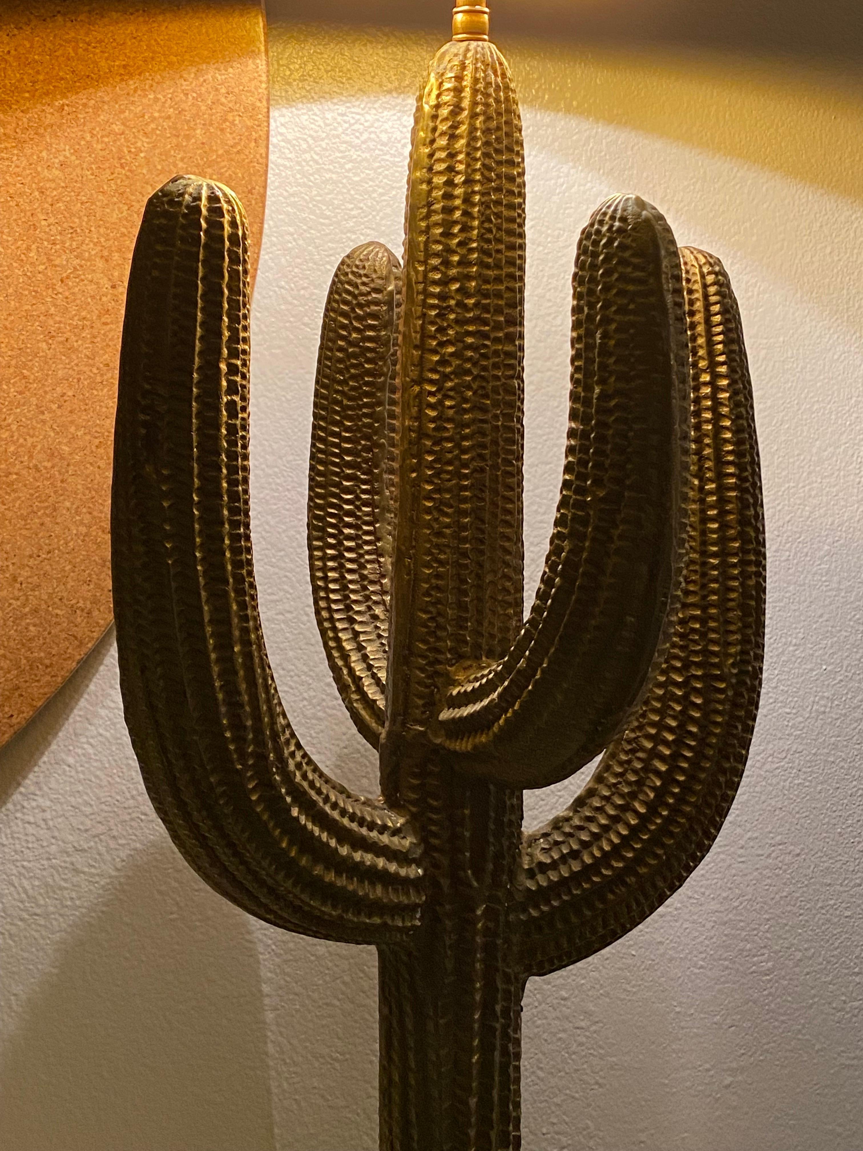 Hollywood Regency Brass Saguaro Cactus Lamp For Sale