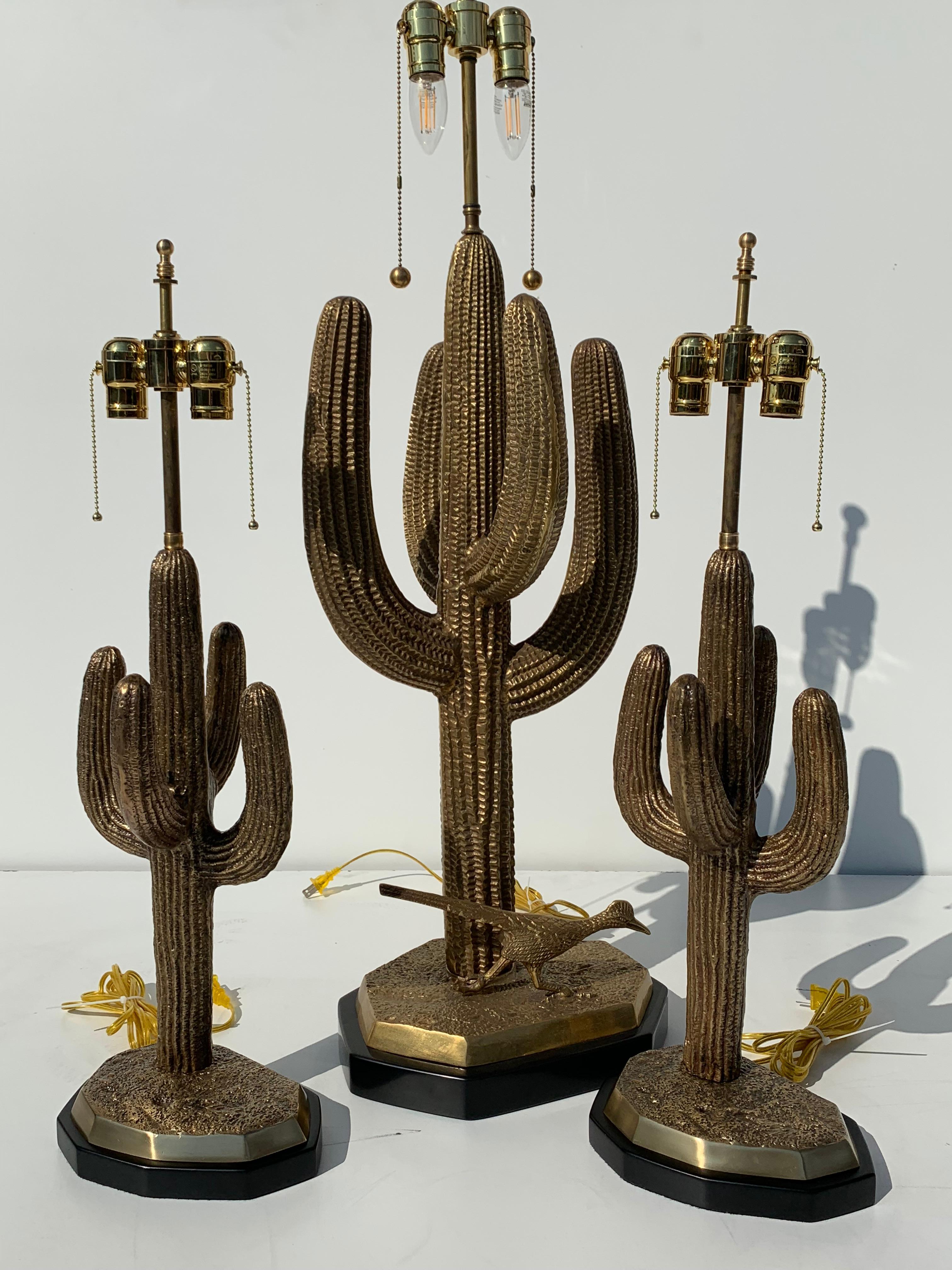 Pair of Brass Saguaro Cactus Lamps For Sale 1