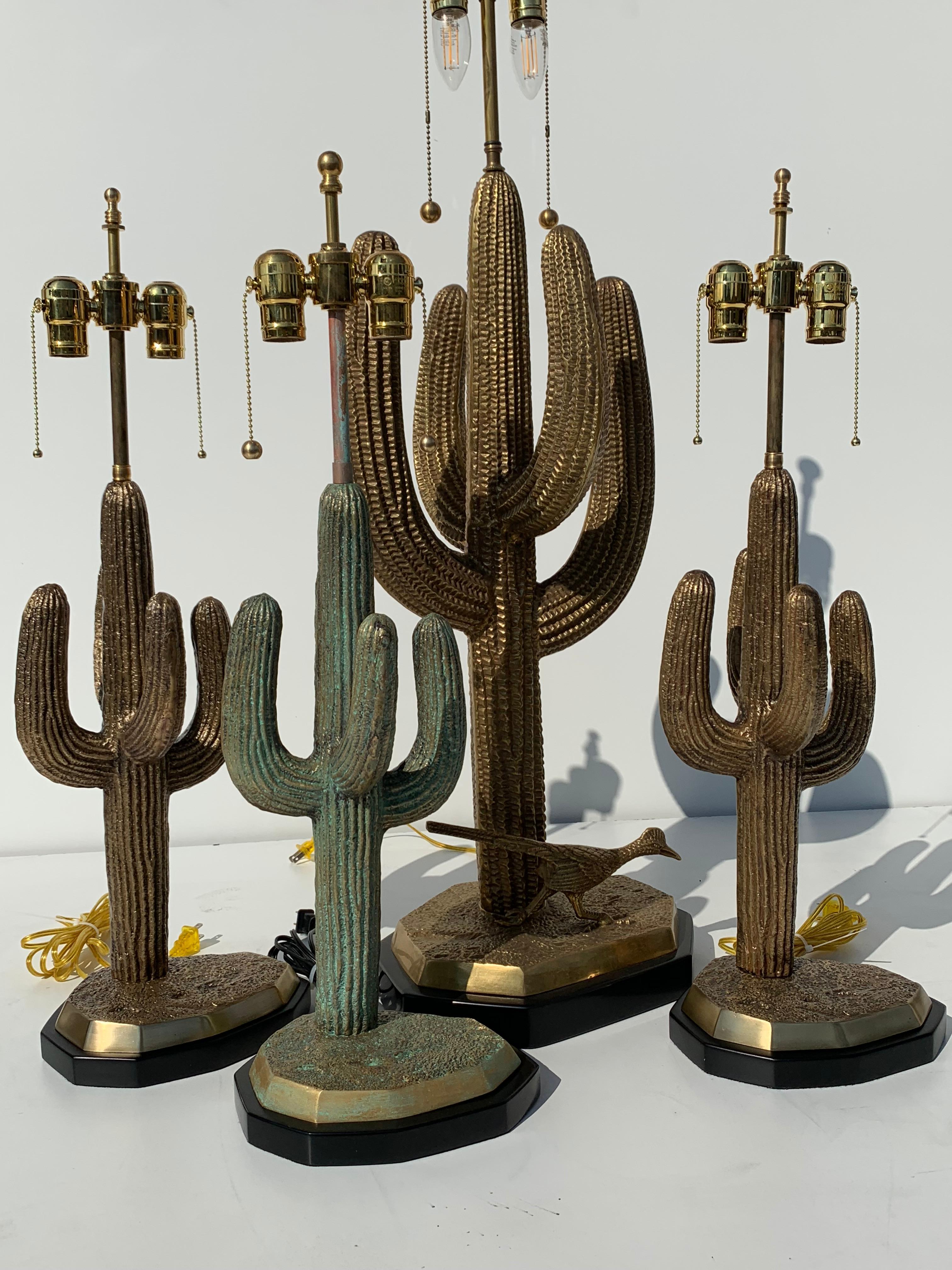 Pair of Brass Saguaro Cactus Lamps For Sale 2
