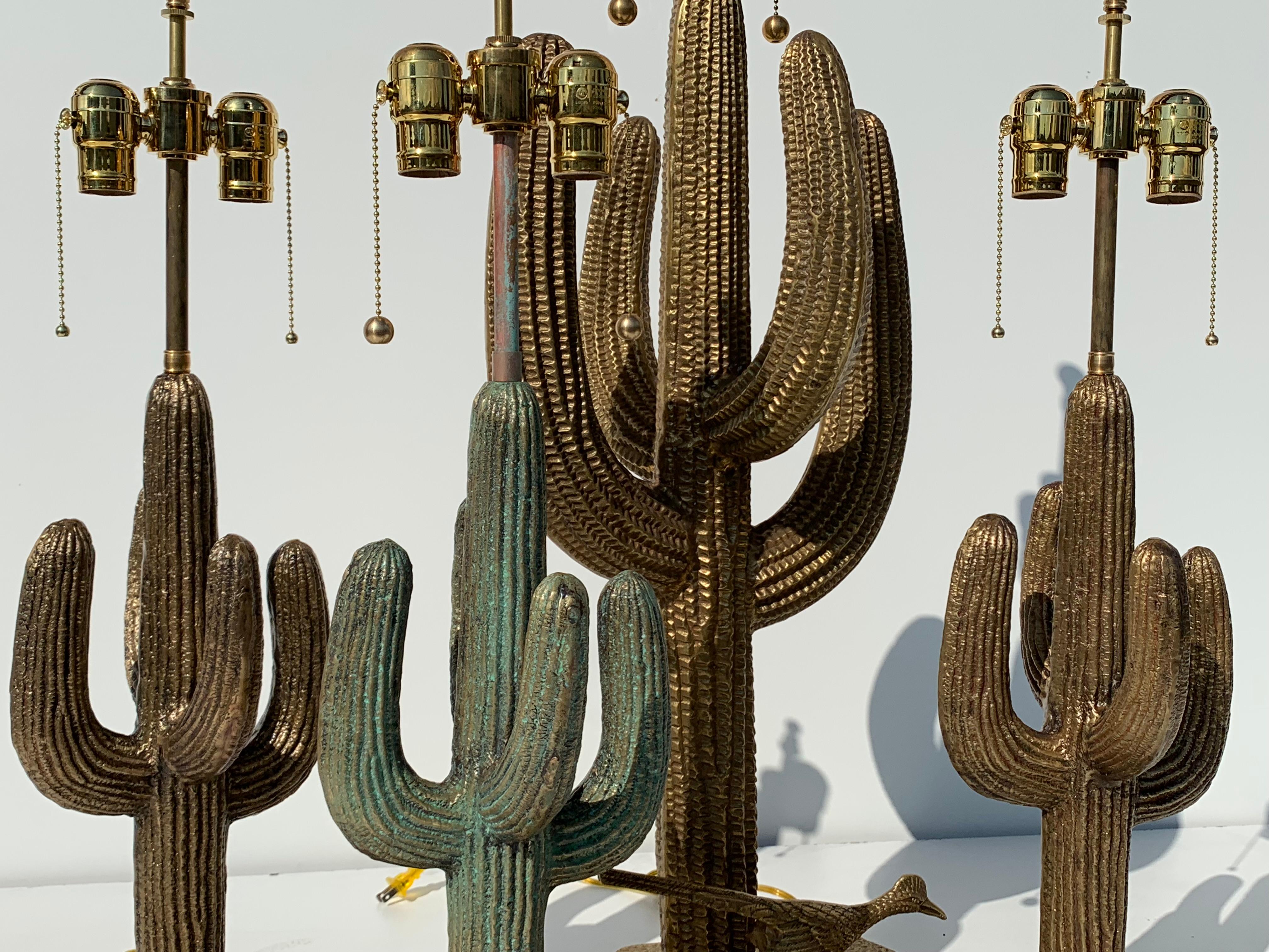 Pair of Brass Saguaro Cactus Lamps For Sale 3