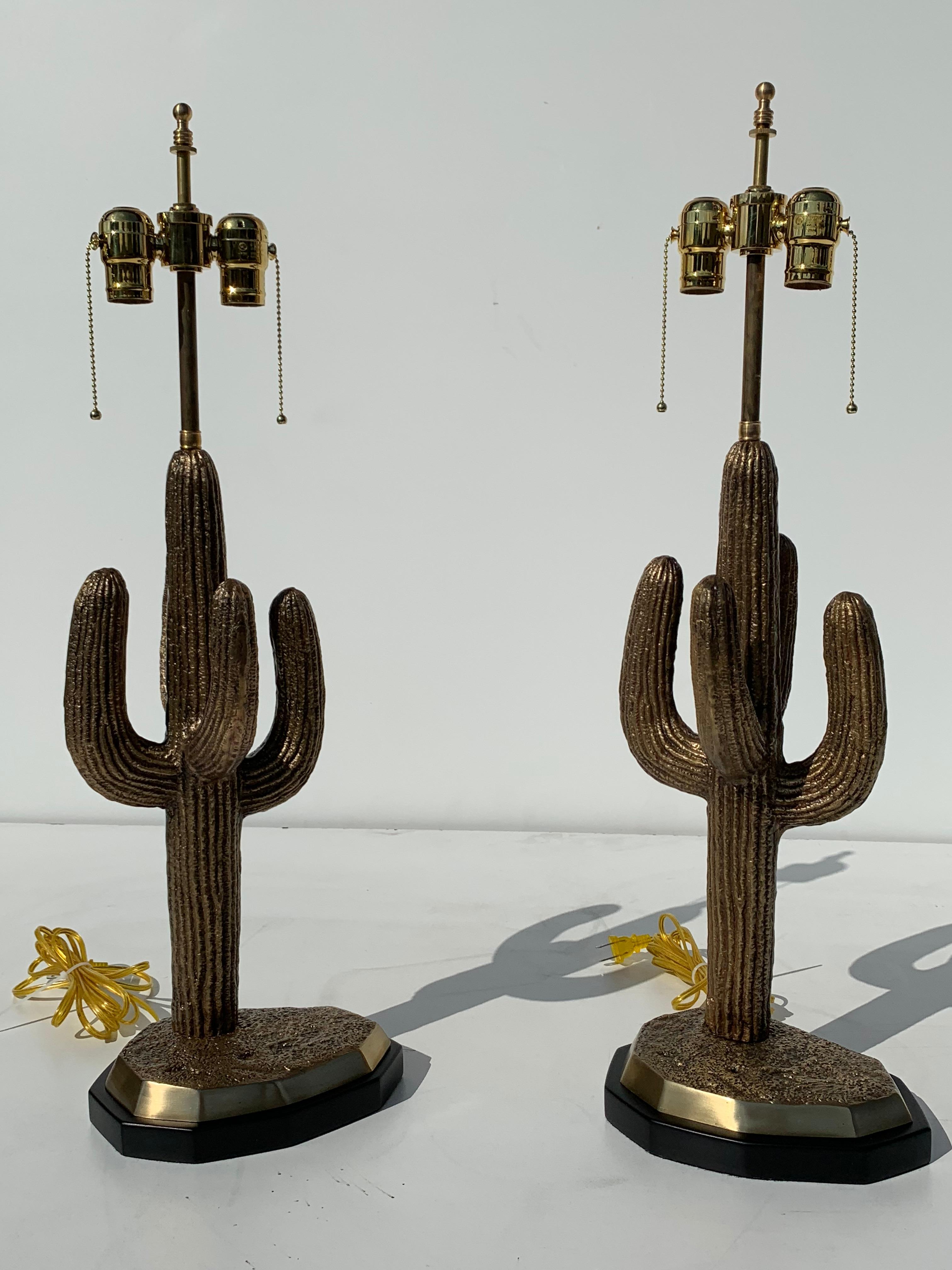 vintage brass cactus lamps