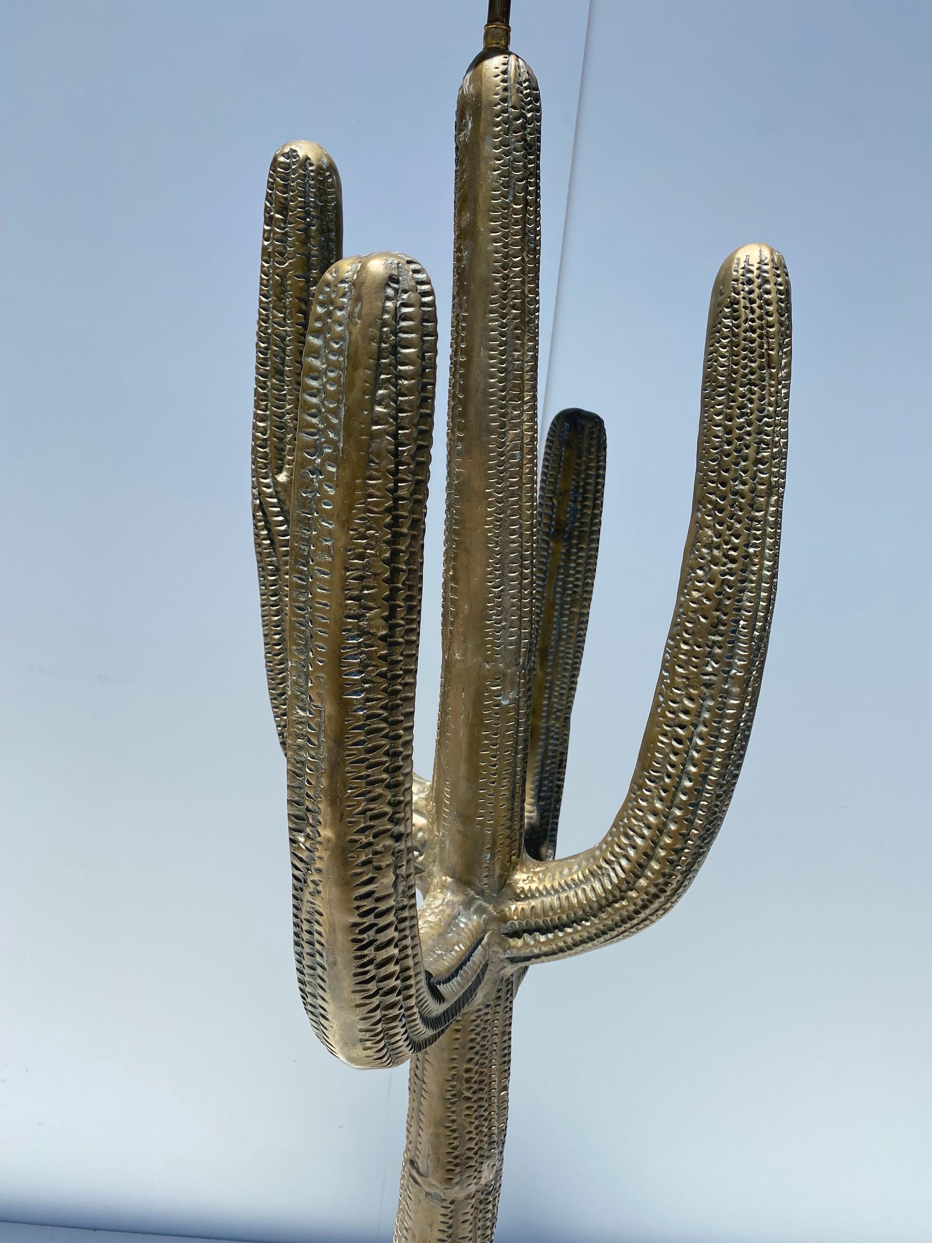 Brass Saguaro Cactus Sculpture / Floor Lamp For Sale 3