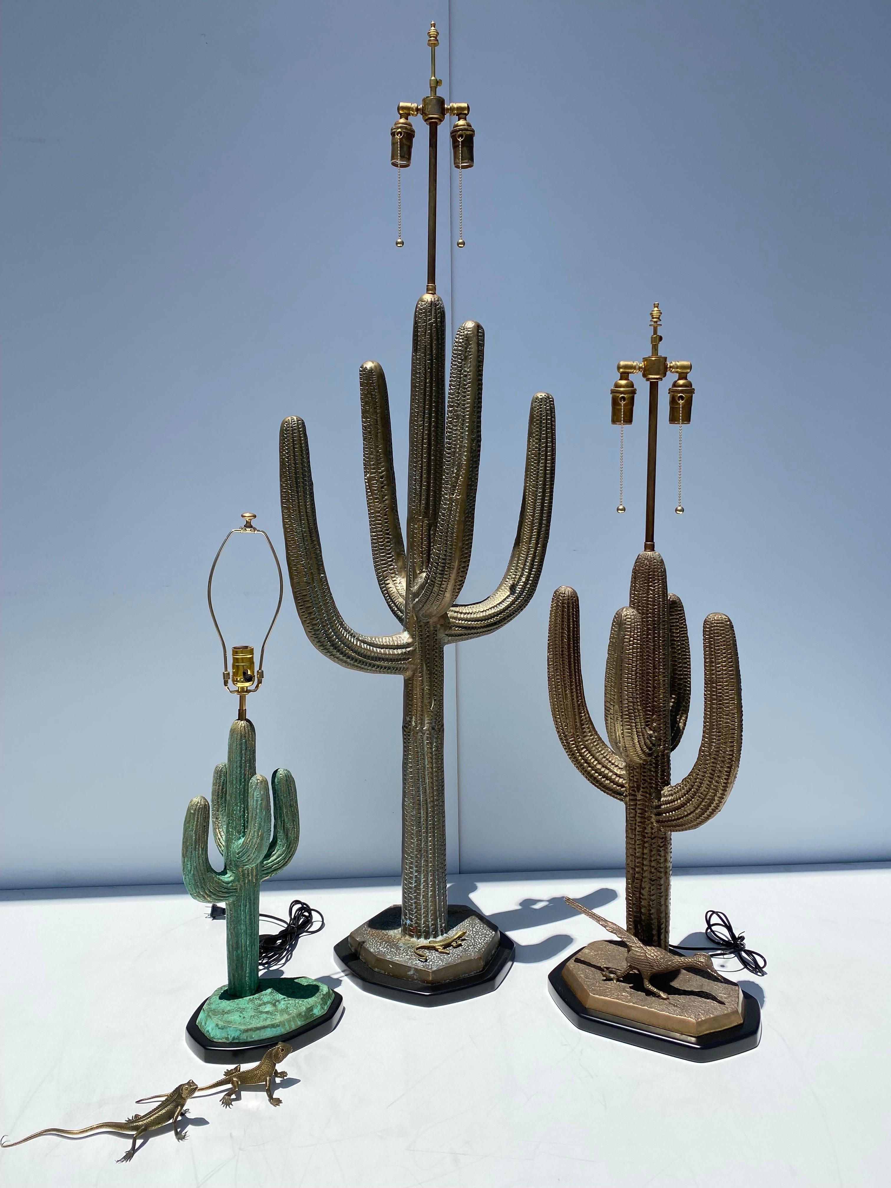 Brass Saguaro Cactus Sculpture / Floor Lamp For Sale 4