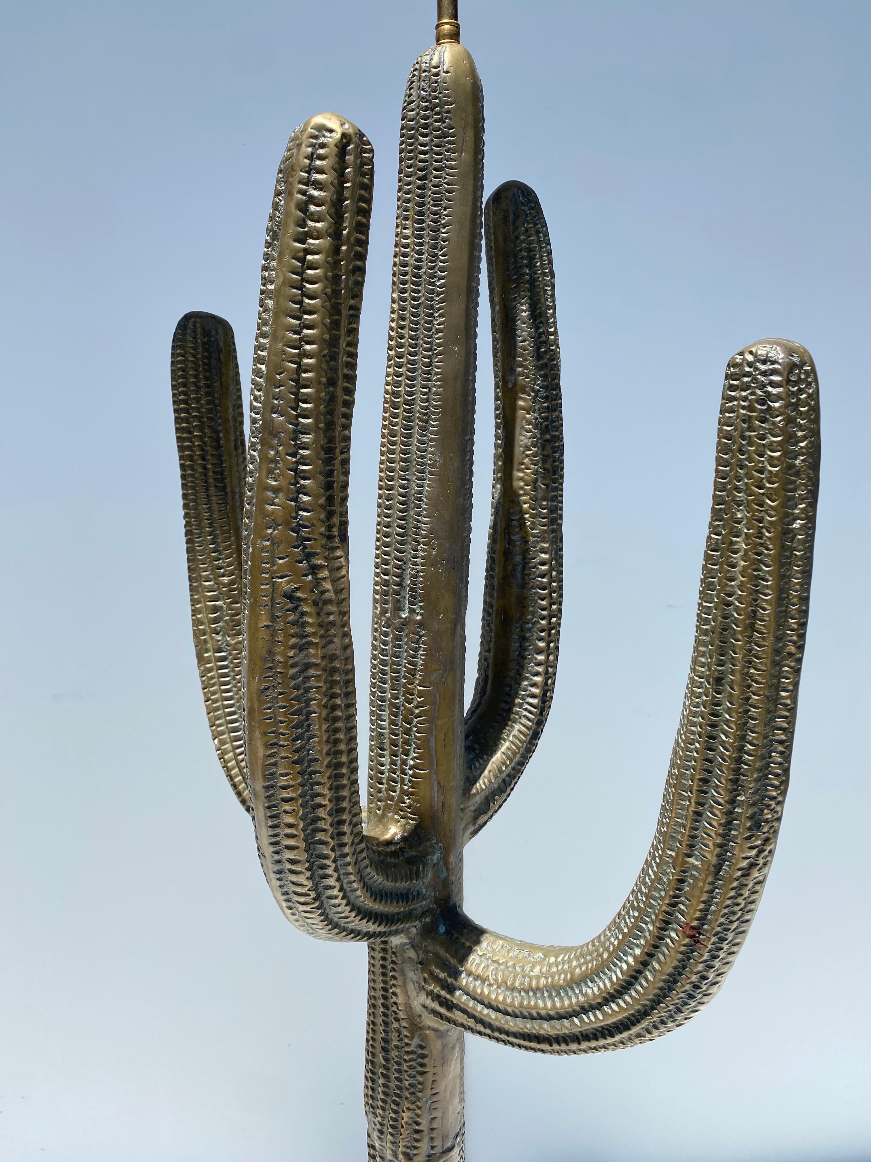 Brass Saguaro Cactus Sculpture / Floor Lamp For Sale 1