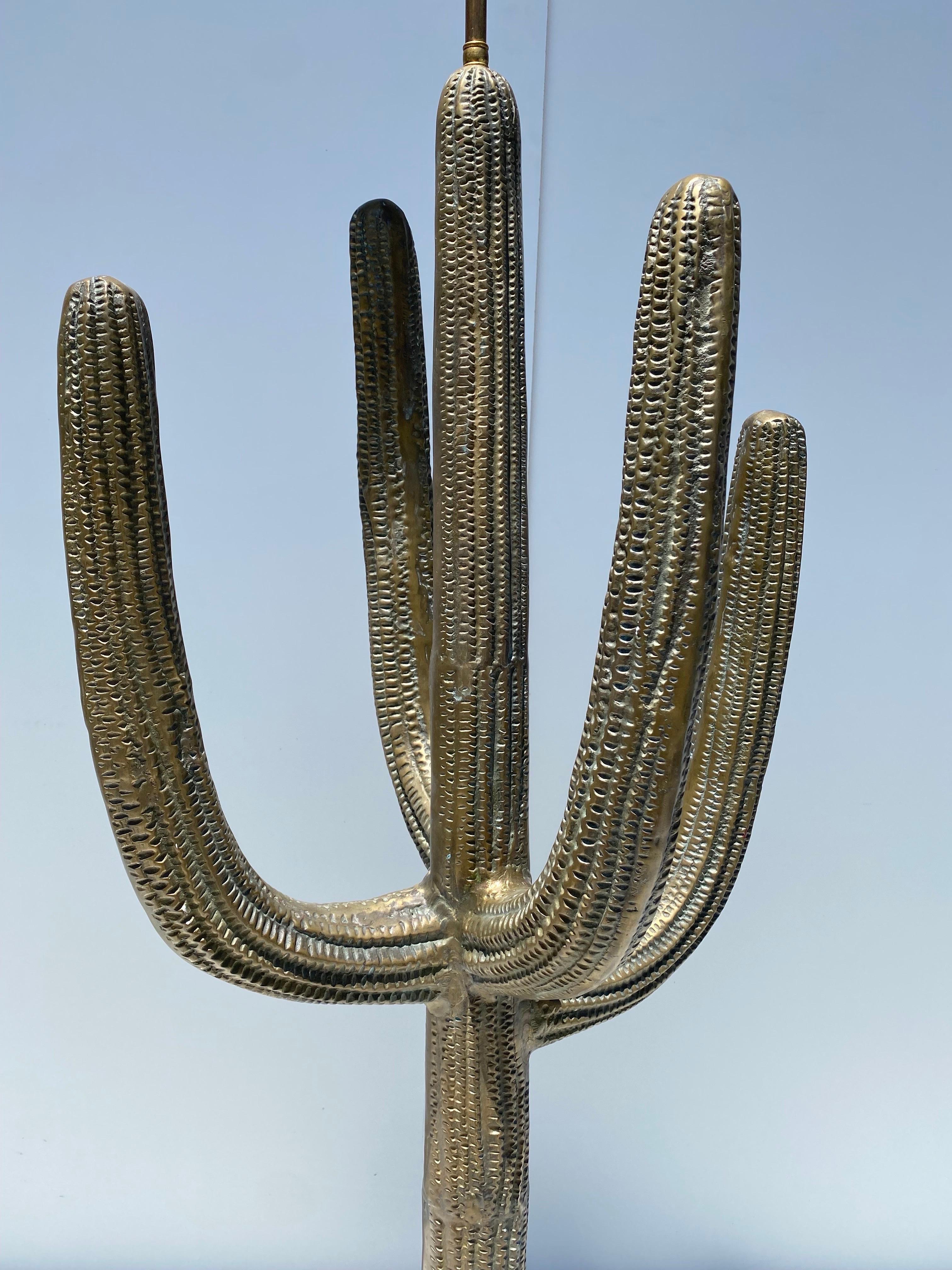 Brass Saguaro Cactus Sculpture / Floor Lamp For Sale 2