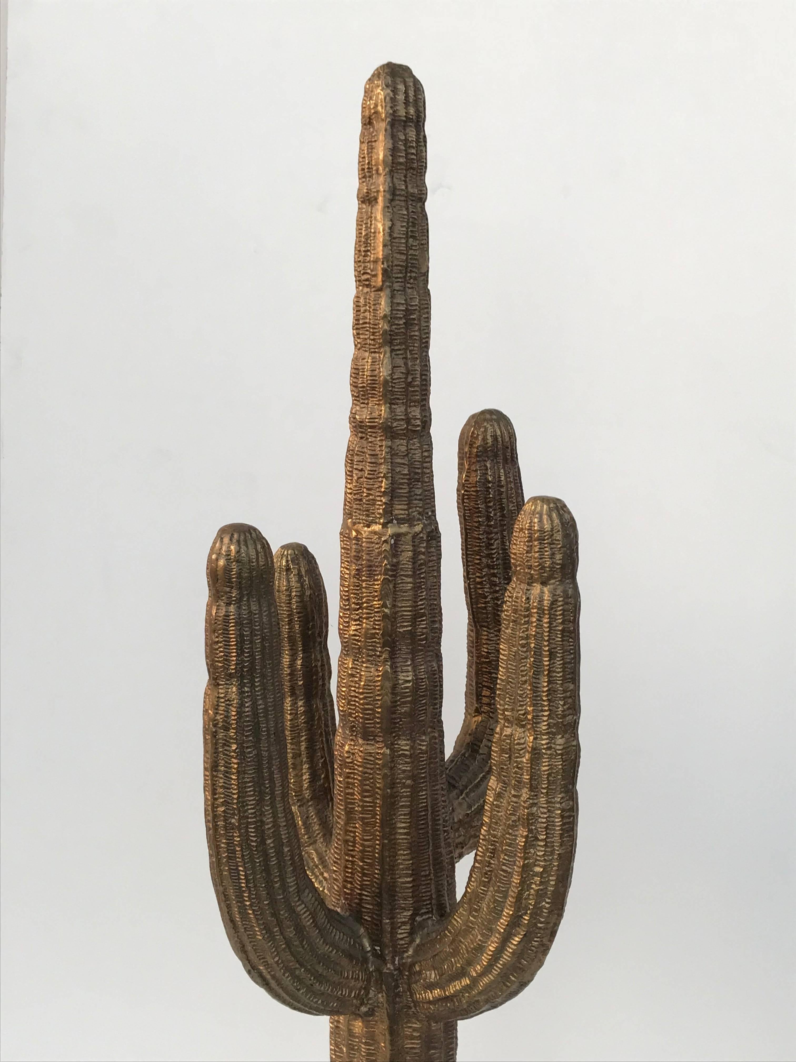 Unknown Brass Saguaro Cactus Sculpture