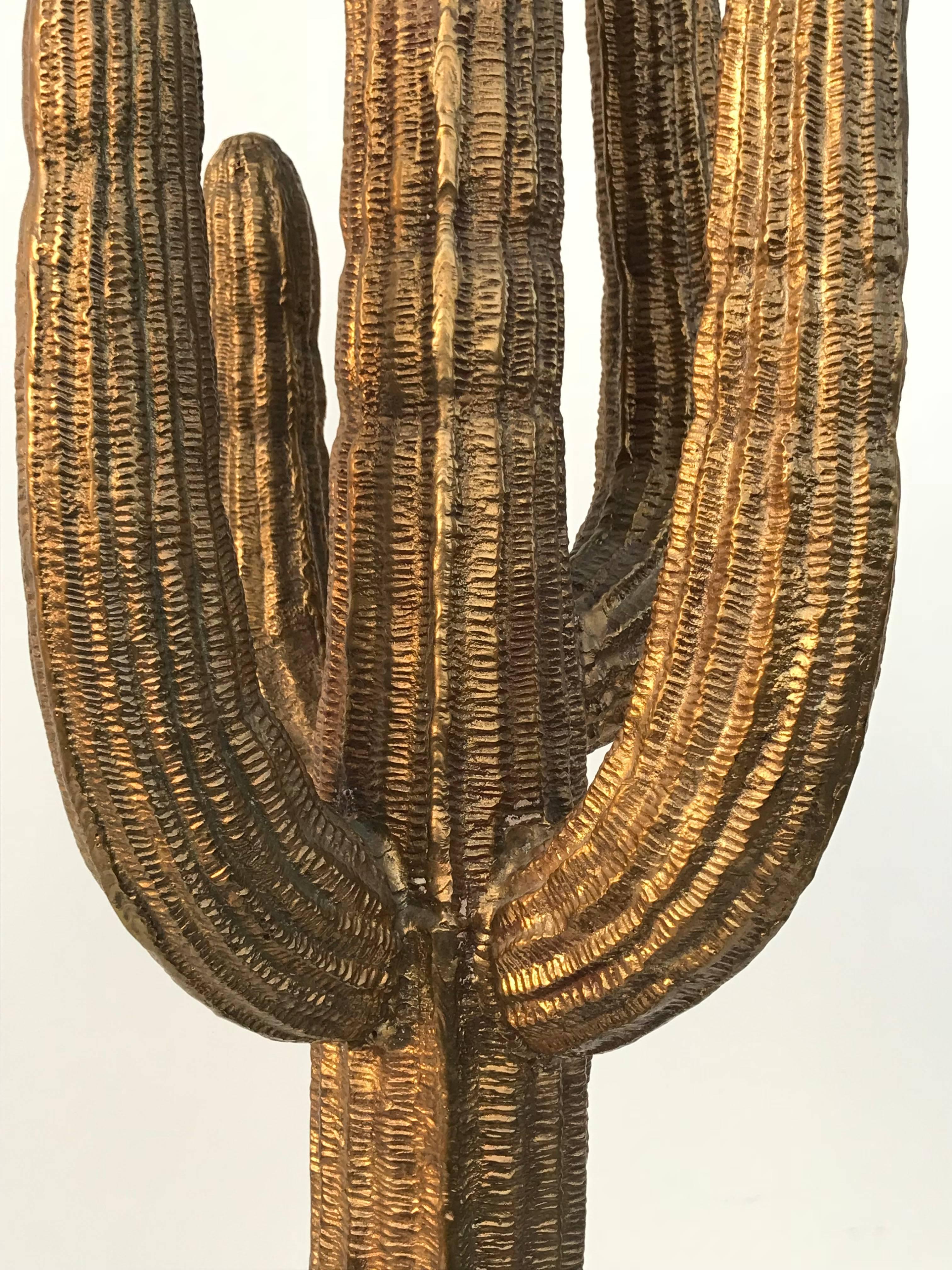 Brass Saguaro Cactus Sculpture In Excellent Condition In North Hollywood, CA