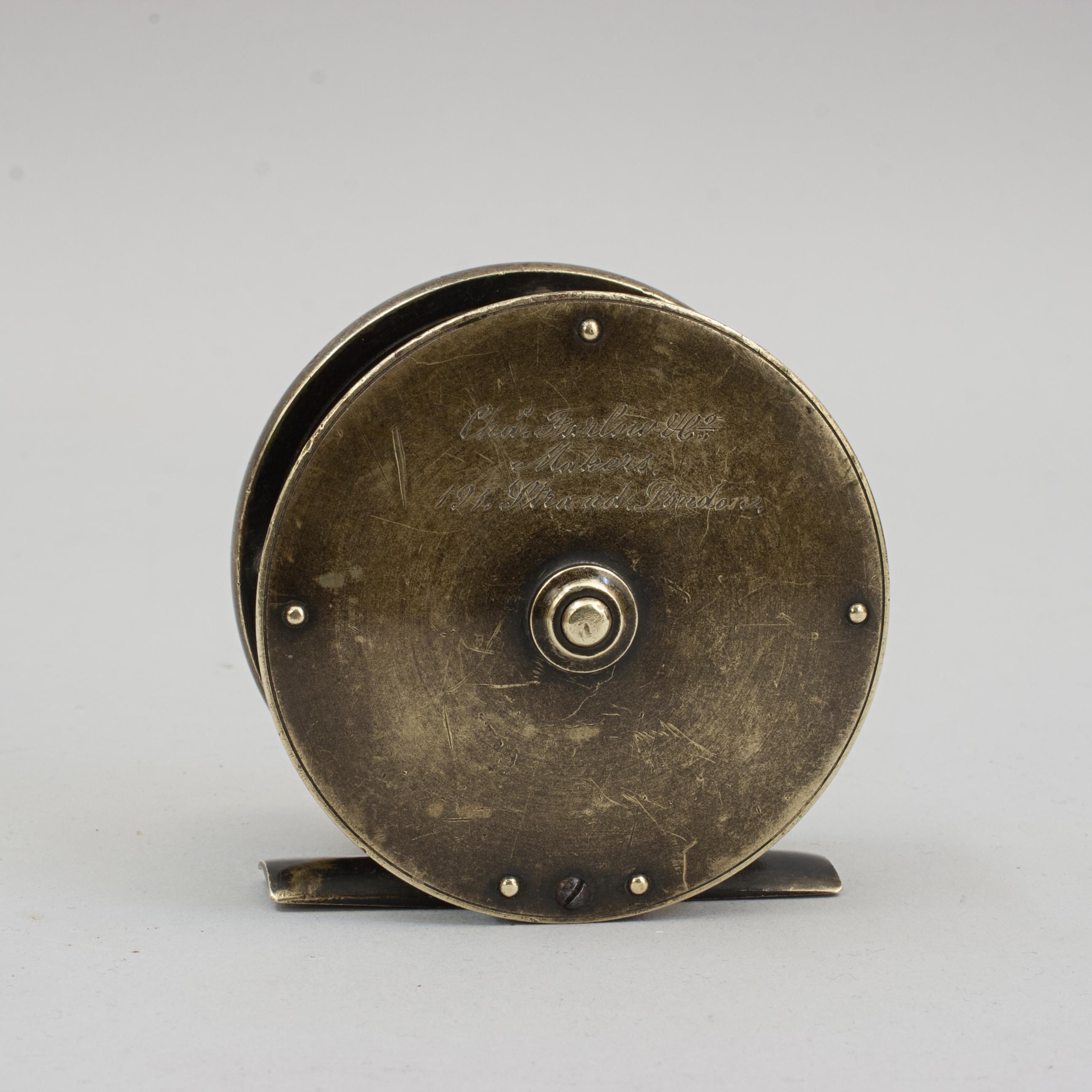 20th Century Brass Salmon Fly Fishing Reel By Farlow, London For Sale