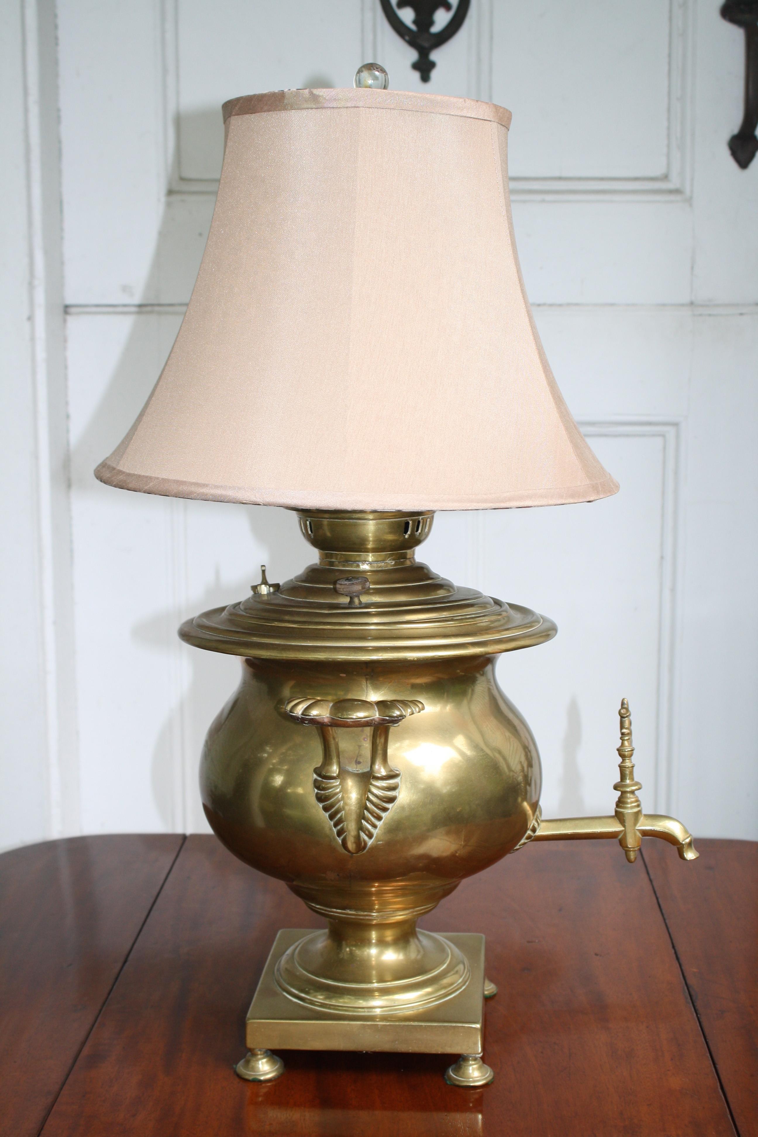 Russian Brass Samovar Lamp For Sale