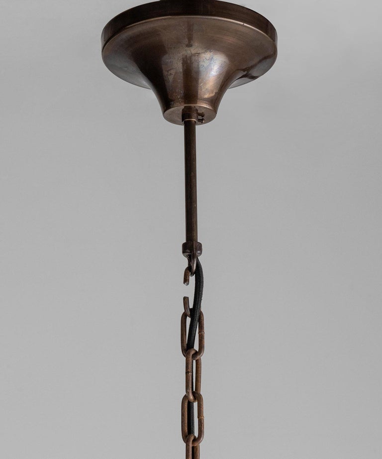 Italian Brass & Satin Glass Suspension Lamp, Italy, 21st Century For Sale