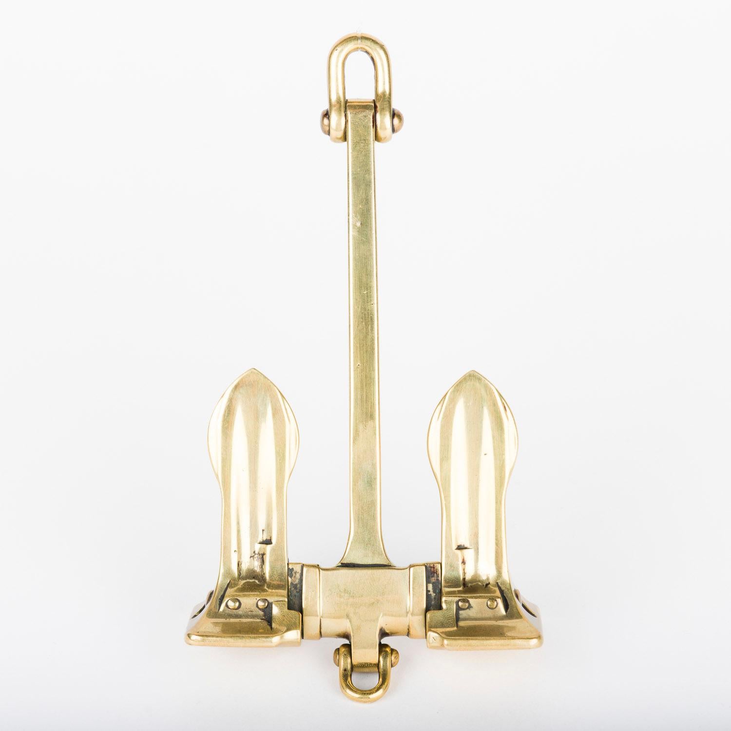 XIX secolo Brass scale model of a ship’s stockless anchor in vendita