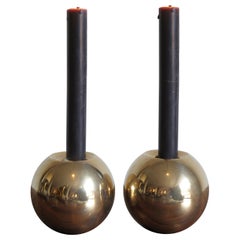 Antique Brass Scandinavian Mid-Century Modern Candleholder Candlesticks, 1950s