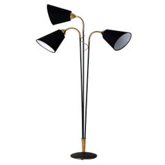 Brass Scandinavian Modern 3-Light Floor Lamp