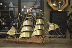 Brass Sconce Boat Sculpture by Daniel d'Haeseleer, circa 1970
