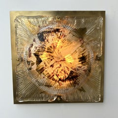 Sconce in ottone con vetro di Murano Cola Crater. Italia, anni '70