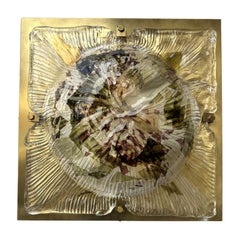 Sconce in ottone con vetro di Murano Cola Crater. Italia, anni '70