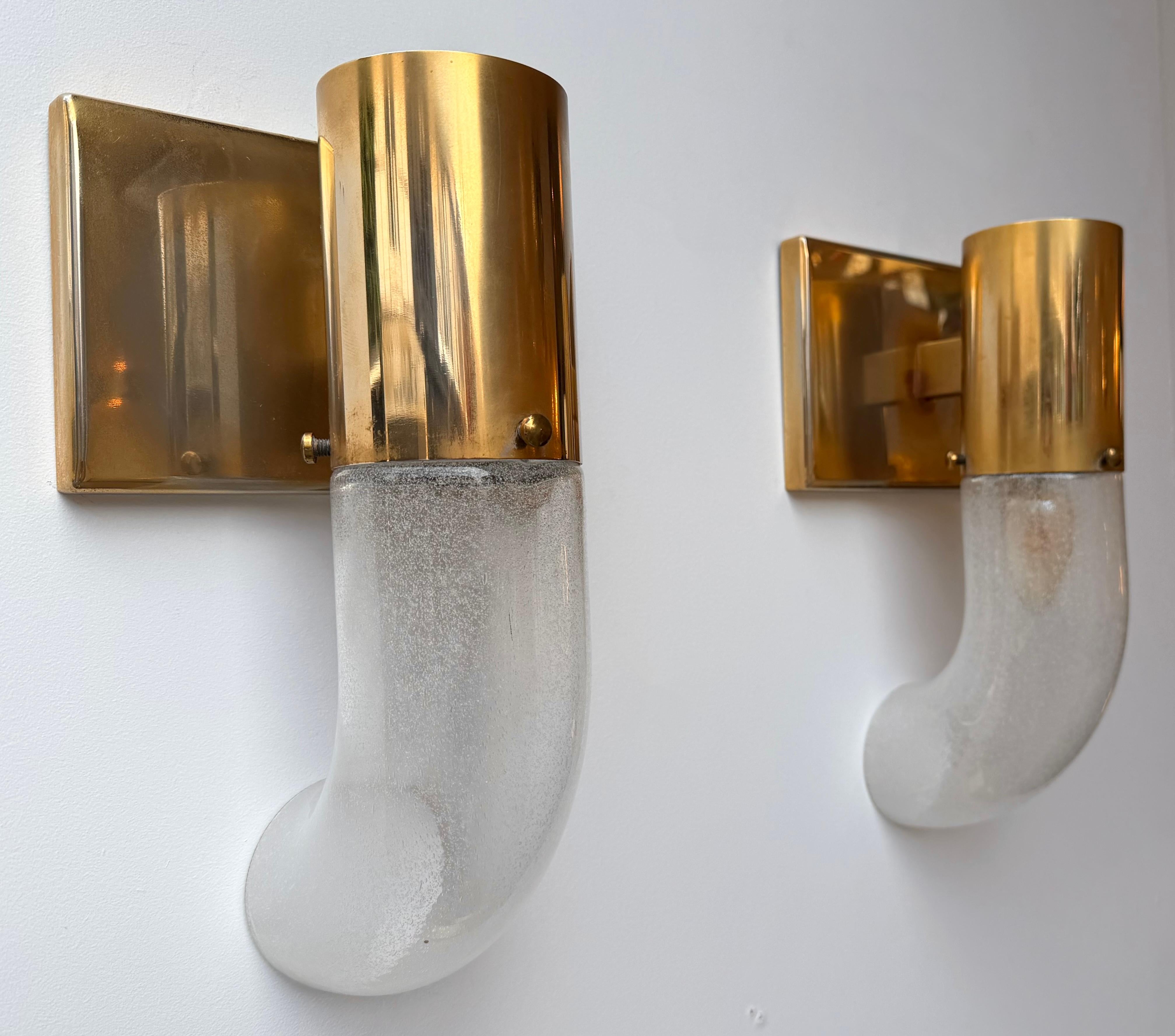 Sconce in ottone e vetro di Murano di Aldo Nason per Mazzega, Italia, anni '70 in vendita 3