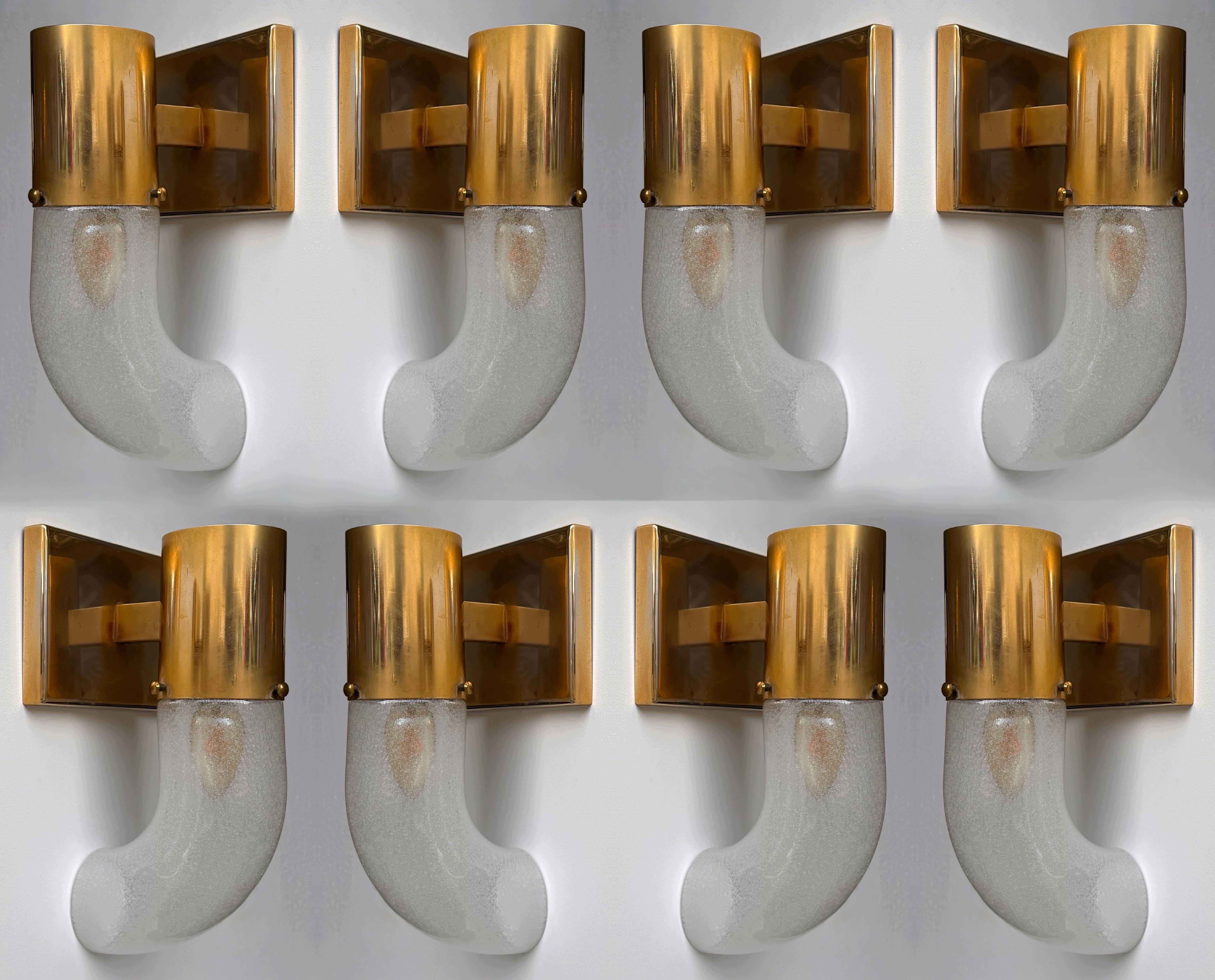 Sconce in ottone e vetro di Murano di Aldo Nason per Mazzega, Italia, anni '70 in vendita 4