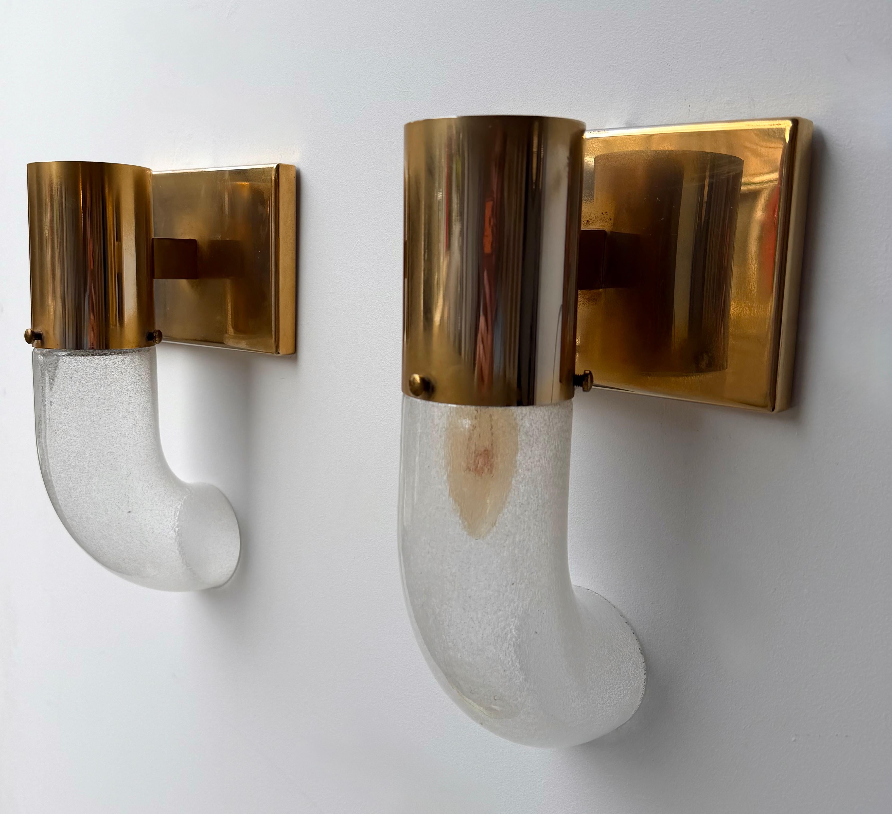 Sconce in ottone e vetro di Murano di Aldo Nason per Mazzega, Italia, anni '70 in vendita 5