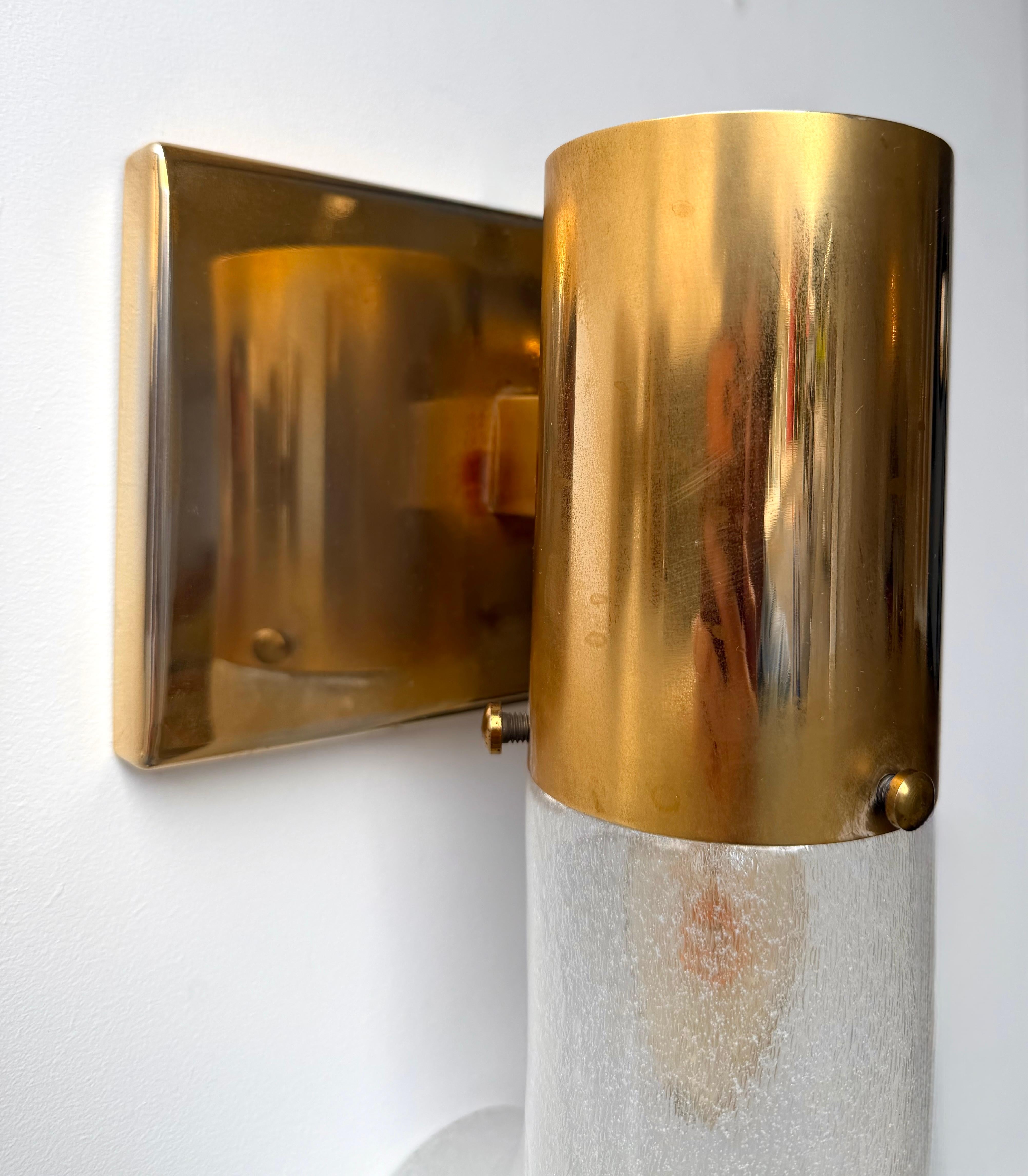Italiano Sconce in ottone e vetro di Murano di Aldo Nason per Mazzega, Italia, anni '70 in vendita