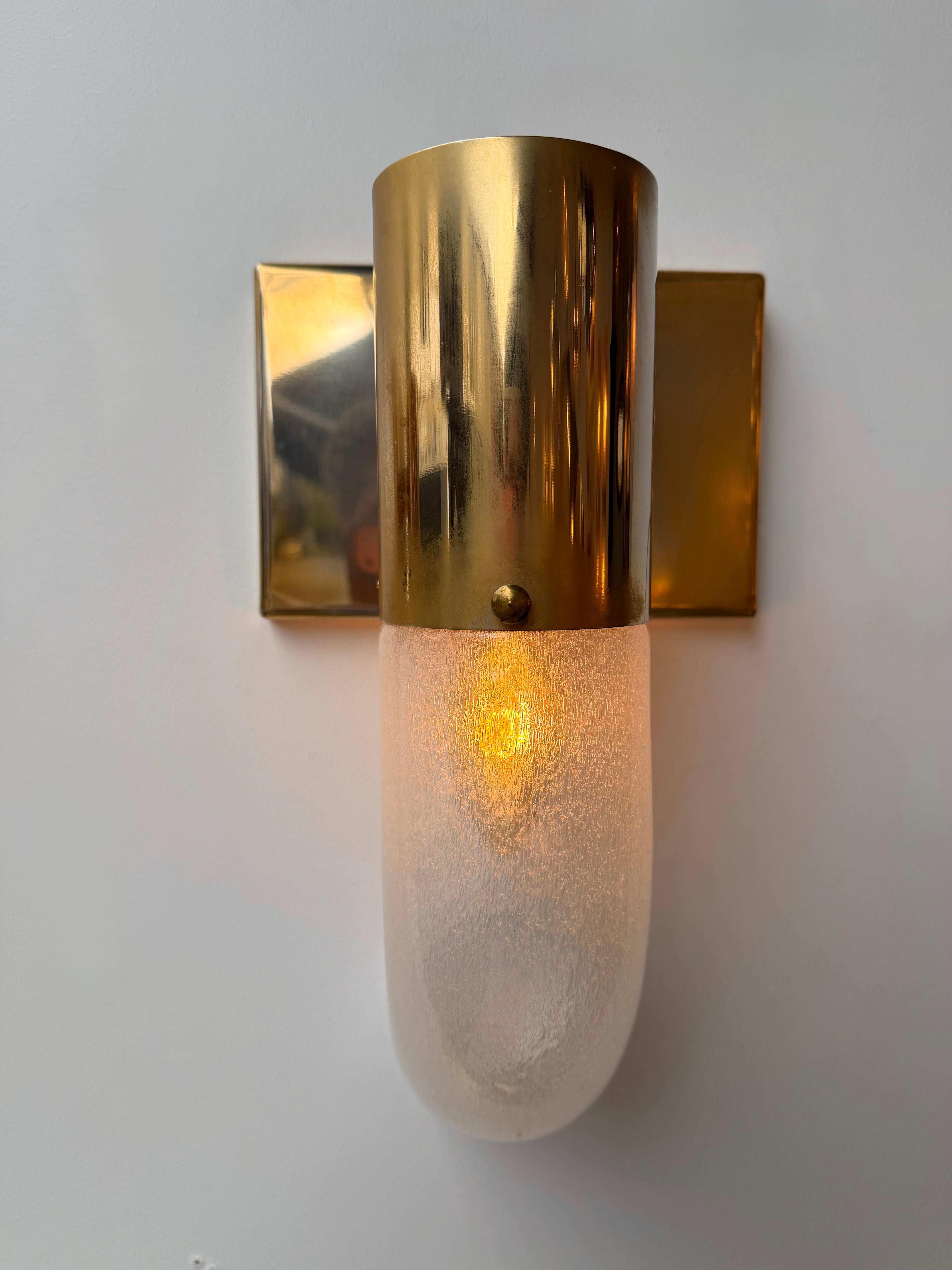 Sconce in ottone e vetro di Murano di Aldo Nason per Mazzega, Italia, anni '70 in vendita 2