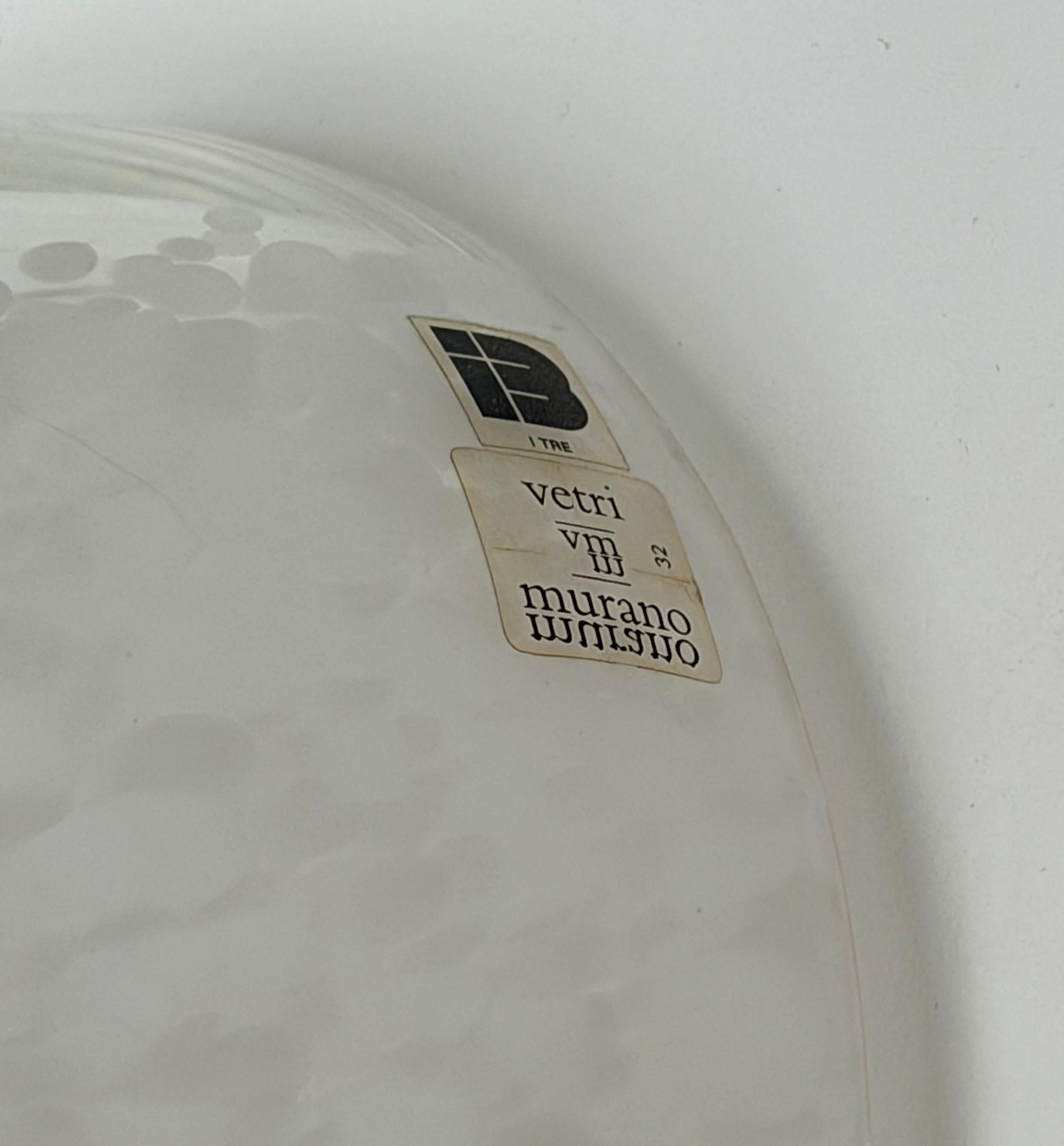 Lámpara de latón y cristal de Murano moteado blanco by ITRE, Italia, 1970s Latón en venta