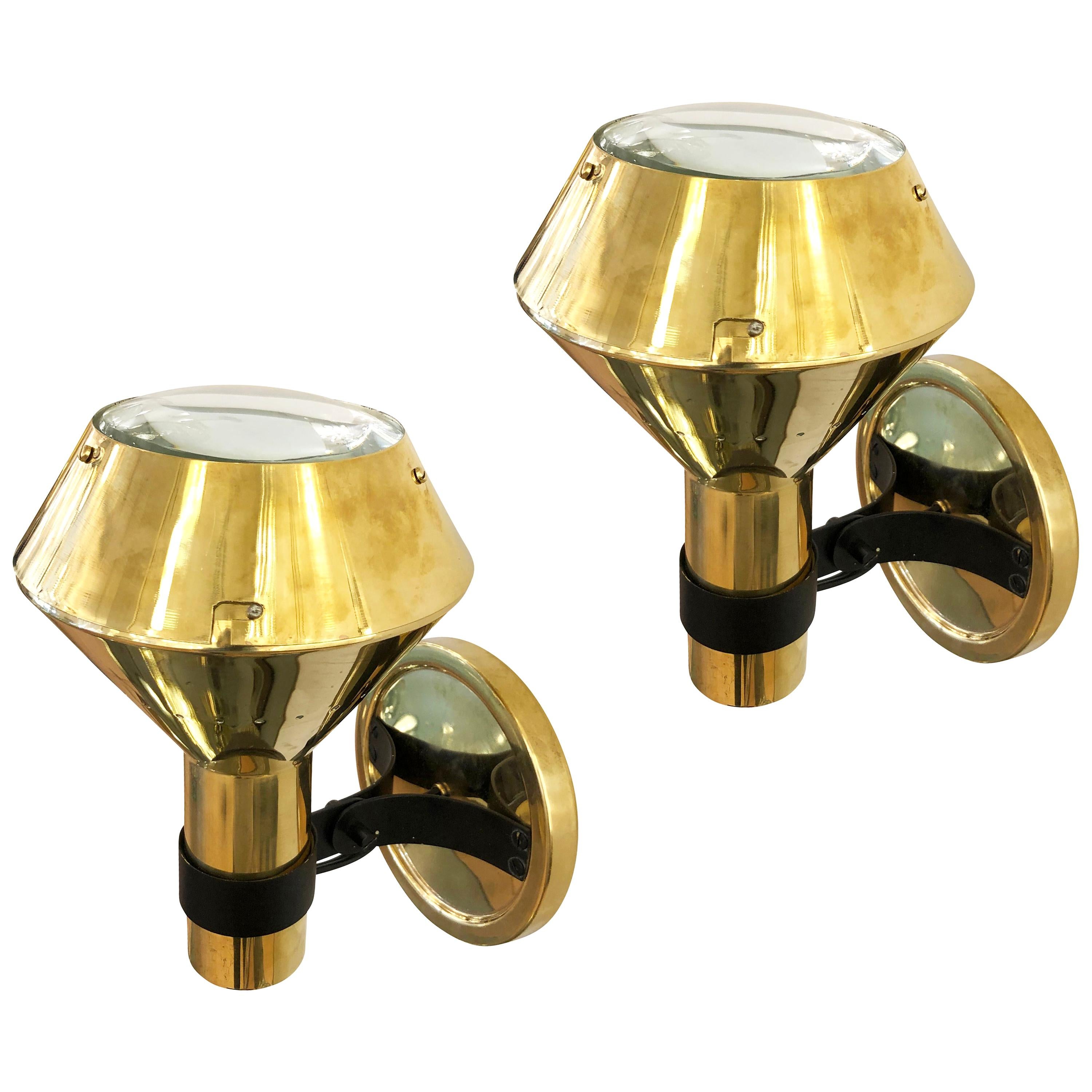 Brass Sconces by Candle, 3 Pairs Available