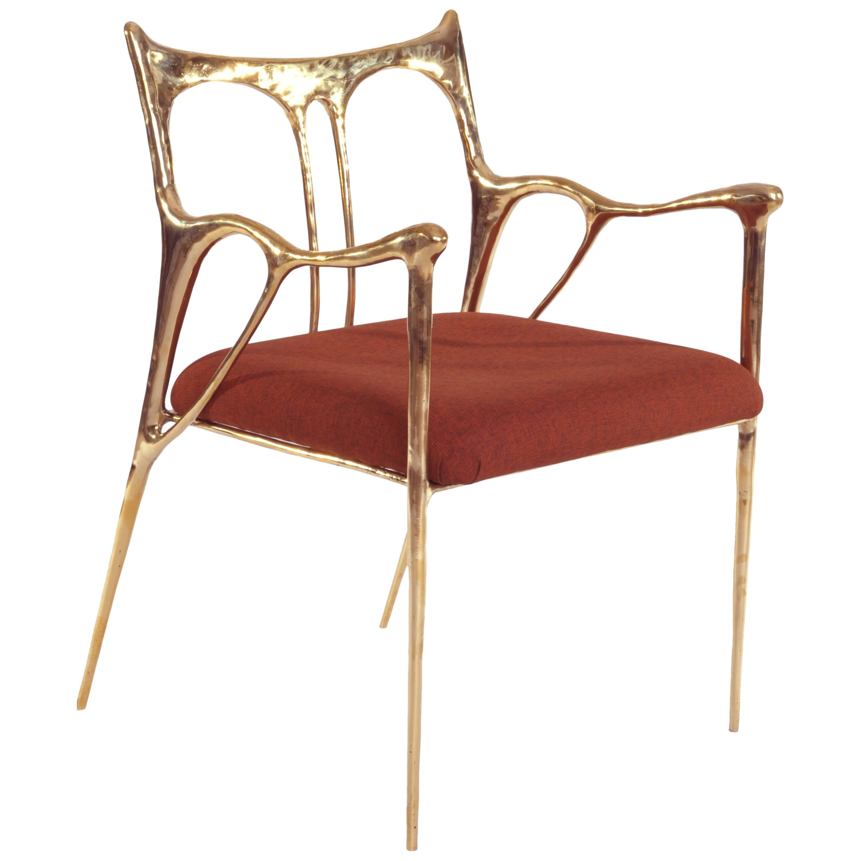 Messing-Stuhl aus geformtem Messing, Misaya im Angebot