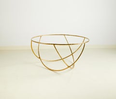 Sculptural Basket - Shaped Coffee Table in Matte Gold Brass by Misaya