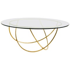 Brass Sculpted Coffee Table, Gold Basket, Misaya