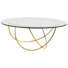 Brass Sculpted Coffee Table, Gold Basket, Misaya