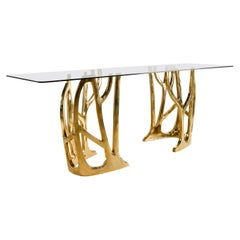 Brass Sculpted Console Table, Galaxy, Misaya