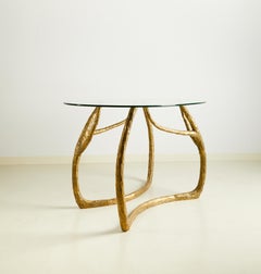 Brass Sculpted Console Table, Golden Tree, Misaya