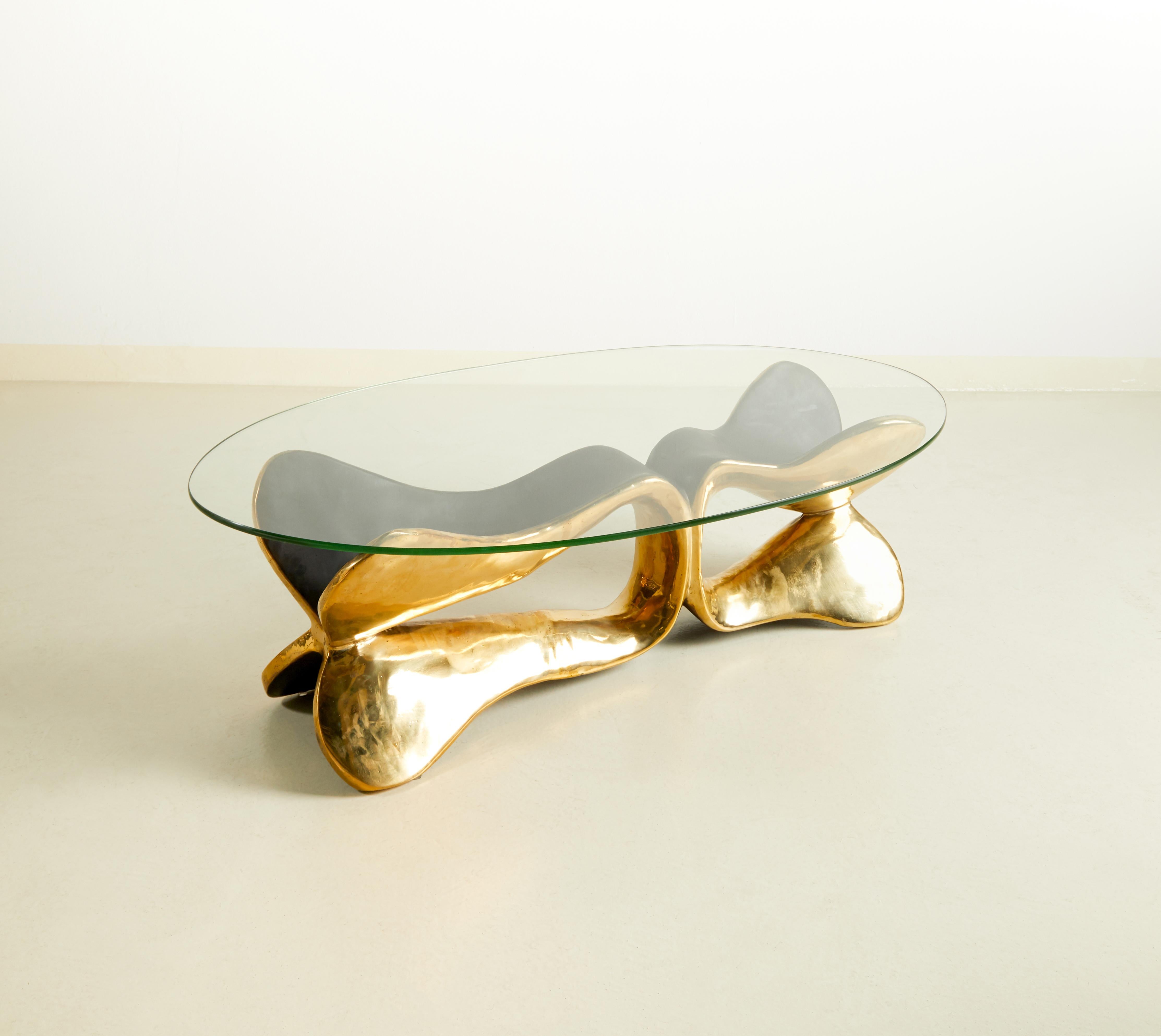 Thai Brass Sculpted Console Table, Homage to Cesar's Compression, Misaya