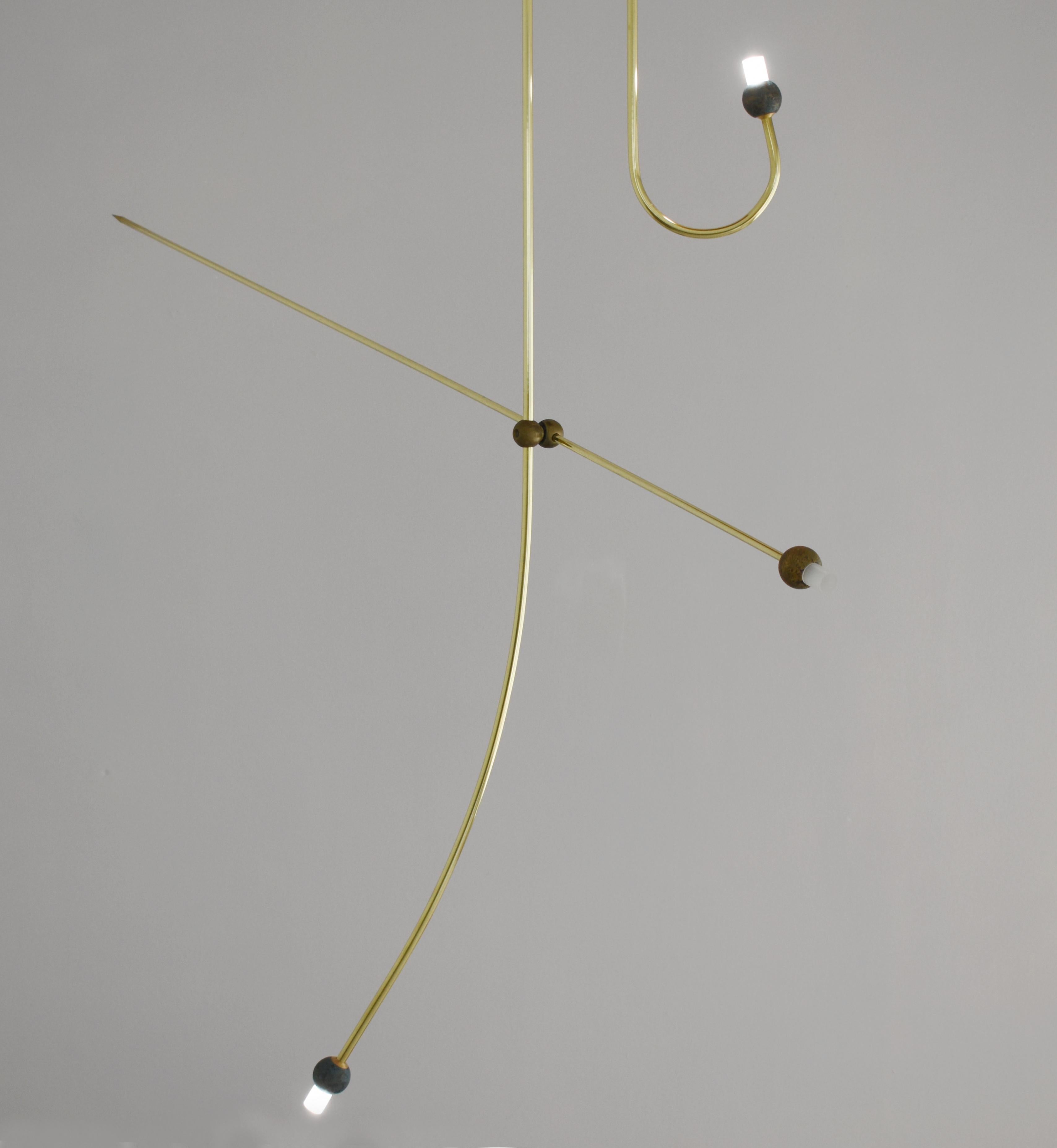 Brass sculpted light suspension, 