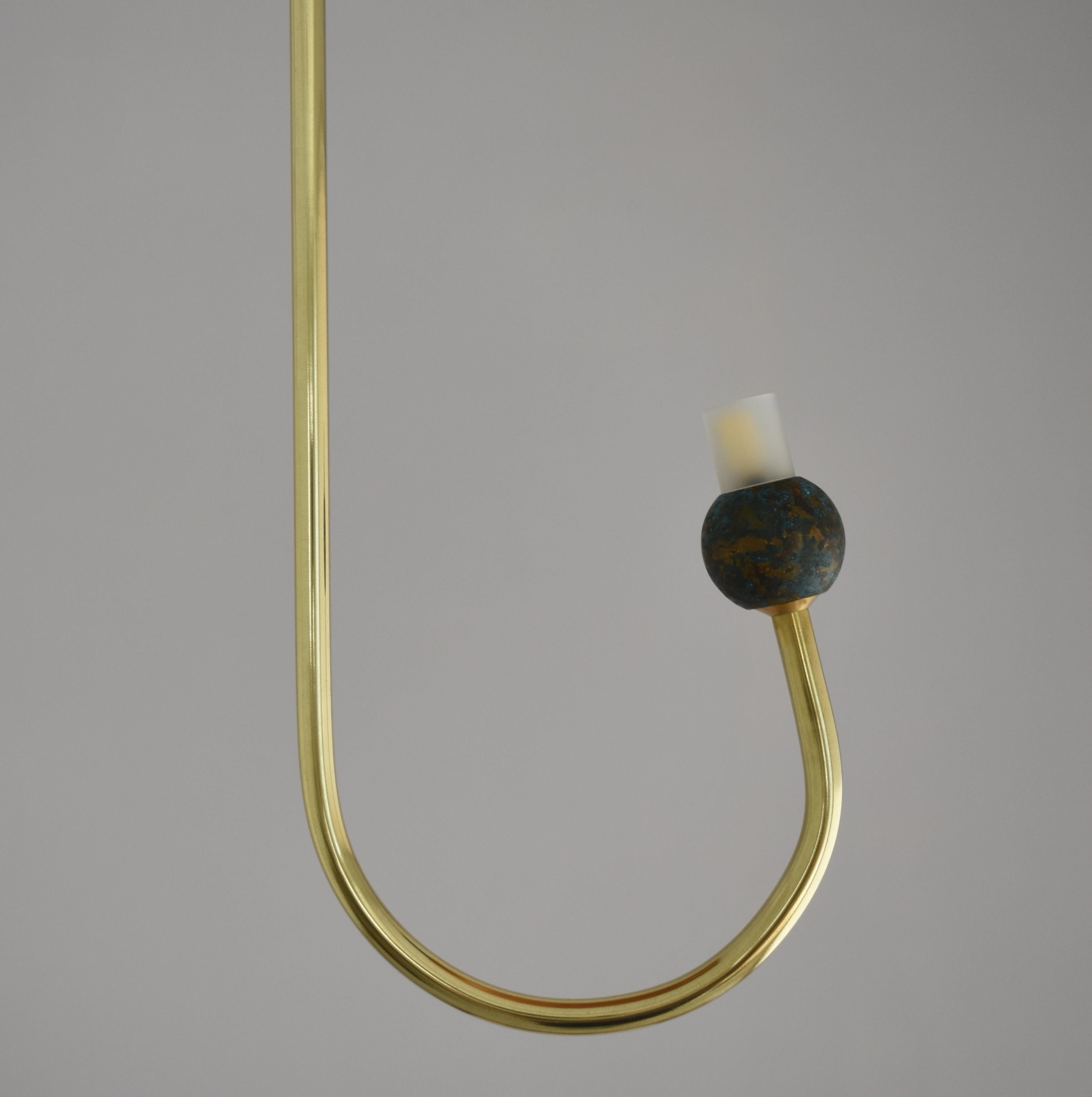 Greek Brass Sculpted Light Suspension, 'Let's Talk' by Periclis Frementitis For Sale