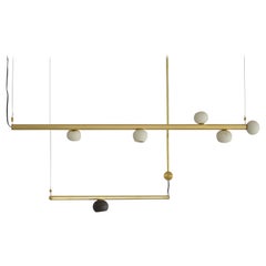 Brass Sculpted Light Suspension, My Queen II, Signed Periclis Frementitis