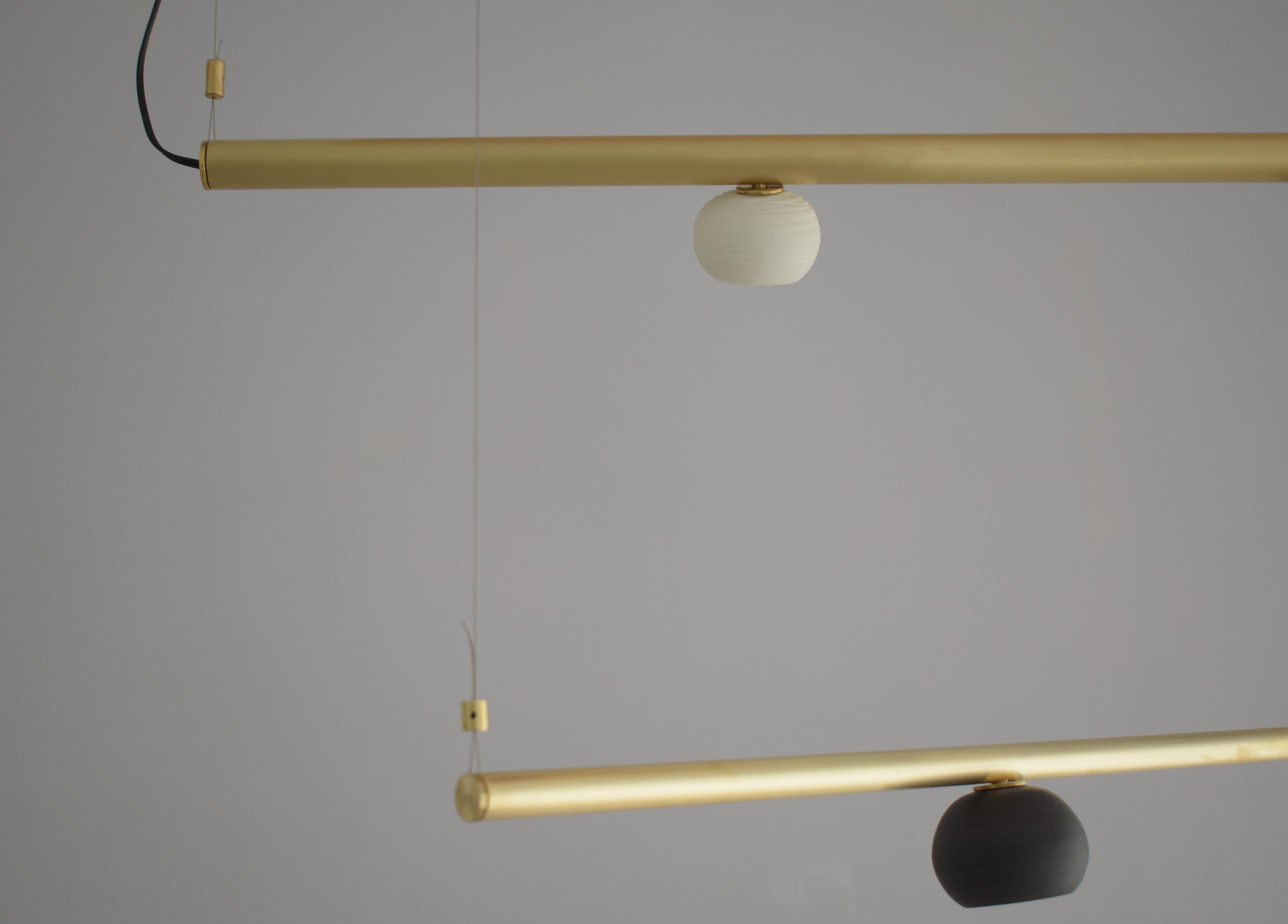 Brass Sculpted Light Suspension, My Queen III, Signed Periclis Frementitis In New Condition In Geneve, CH
