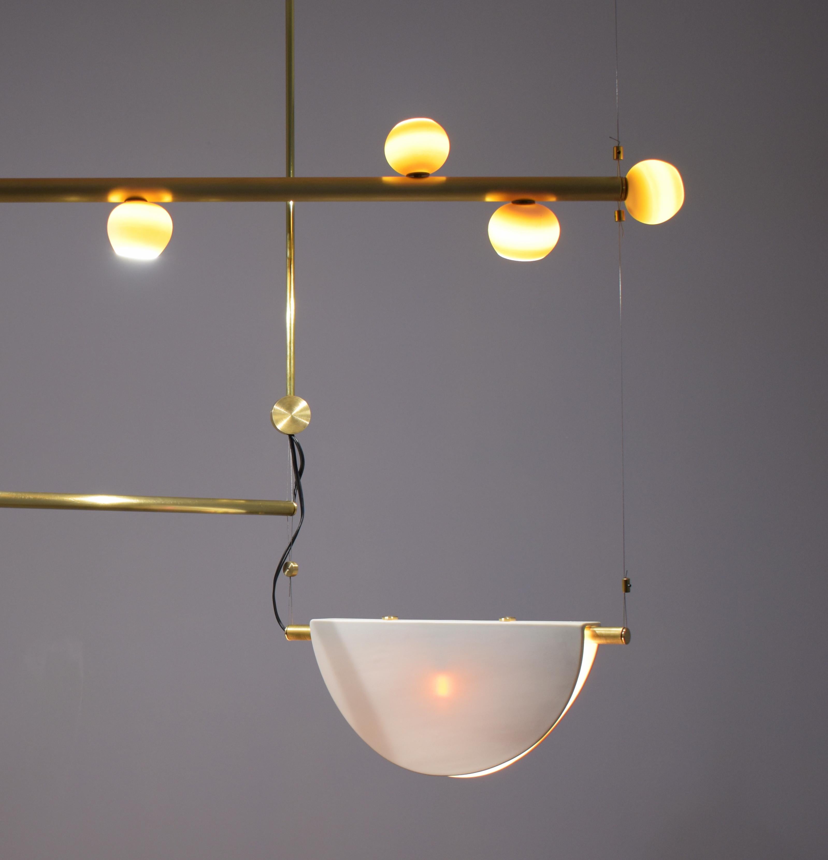Contemporary Brass Sculpted Light Suspension, My Queen III, Signed Periclis Frementitis