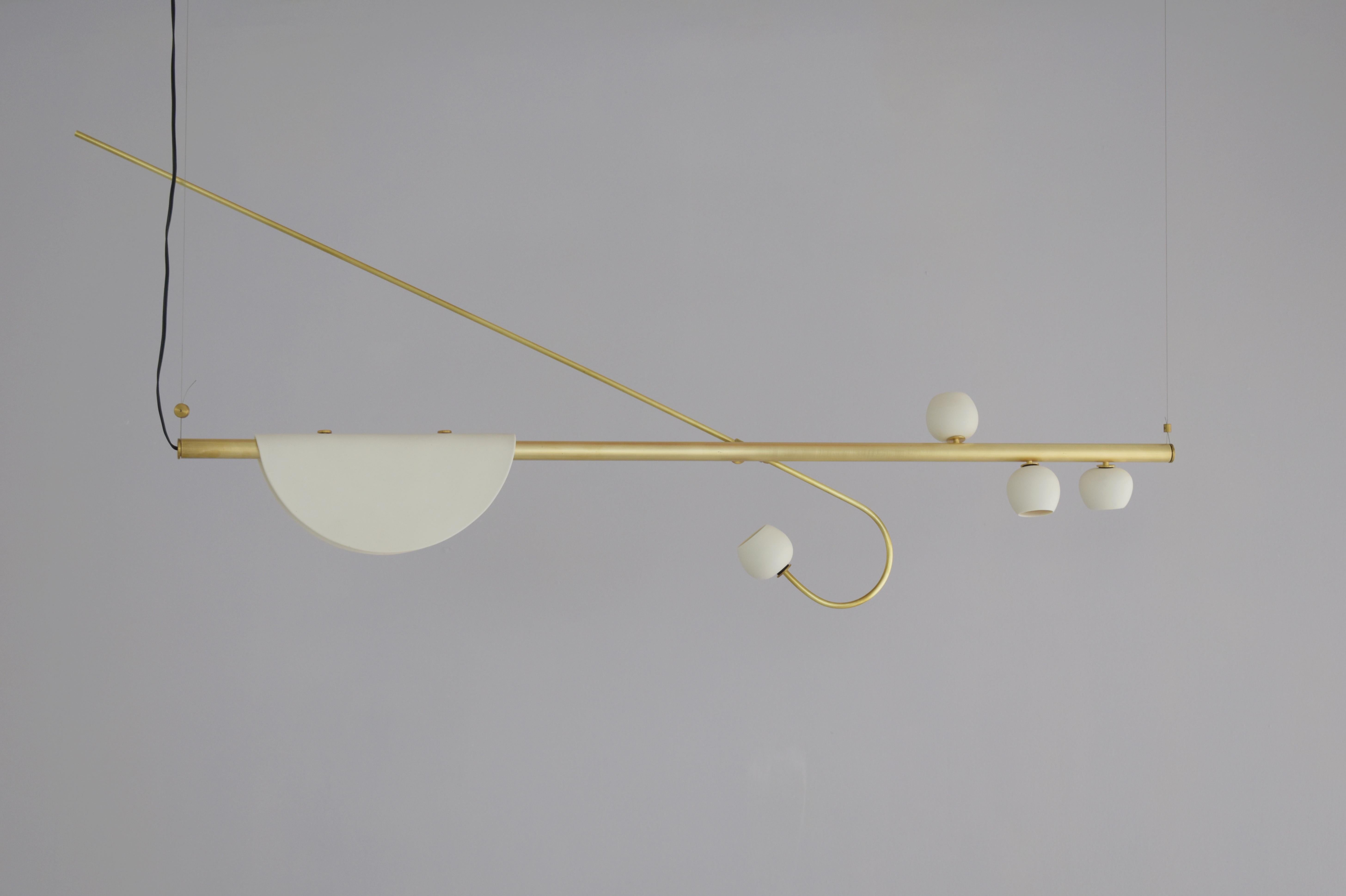 Brass sculpted light suspension - My Queen IV - Signed Periclis Frementitis
Dimensions: 140 x 65 x 15 cm
Materials: Sculpted brass, porcelain, LED bulbs.
Limited Edition of 7 pieces per year
Bulb specifications
G4 LED - 3W - 12V
300lm -