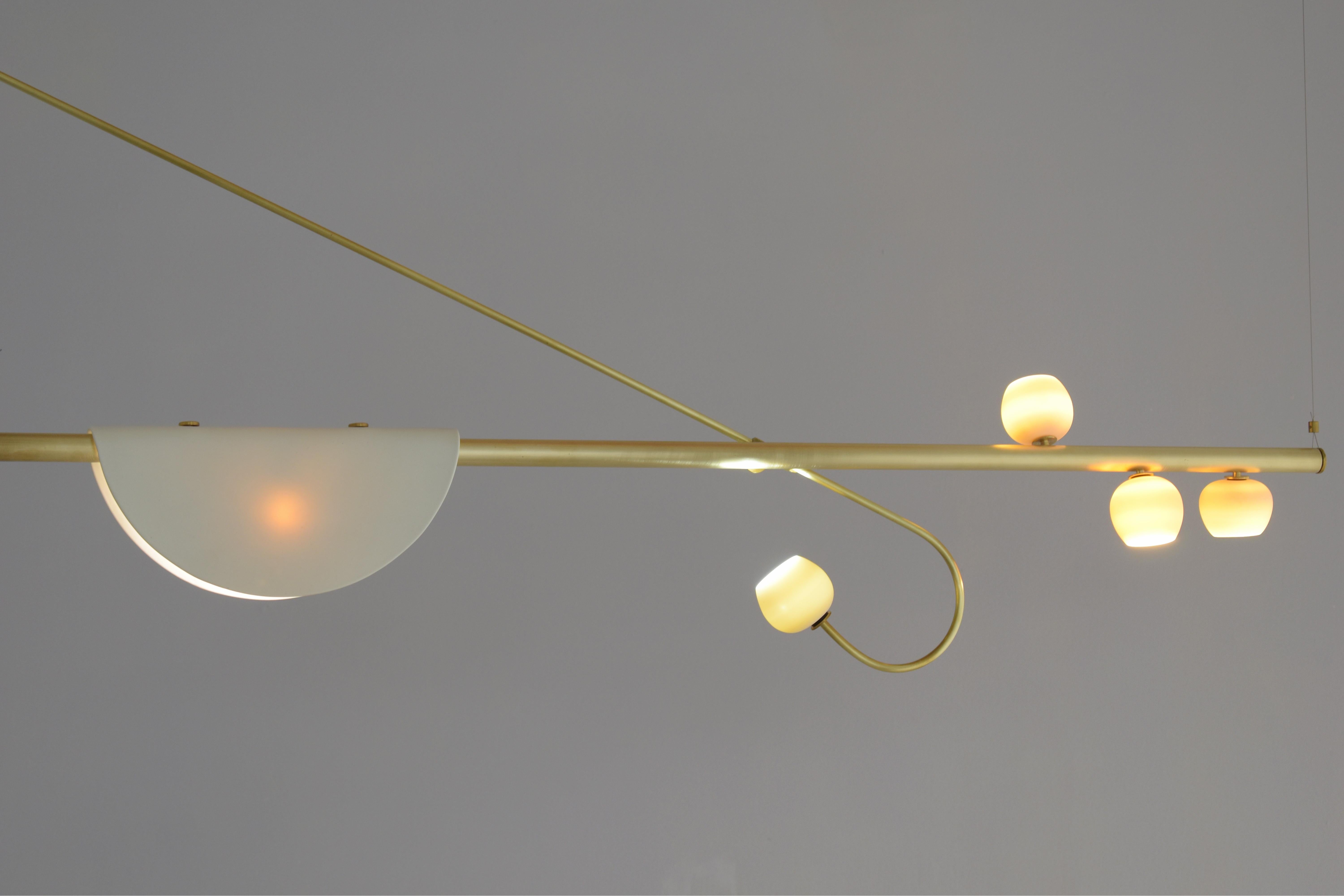 Modern Brass Sculpted Light Suspension, My Queen IV, Signed Periclis Frementitis