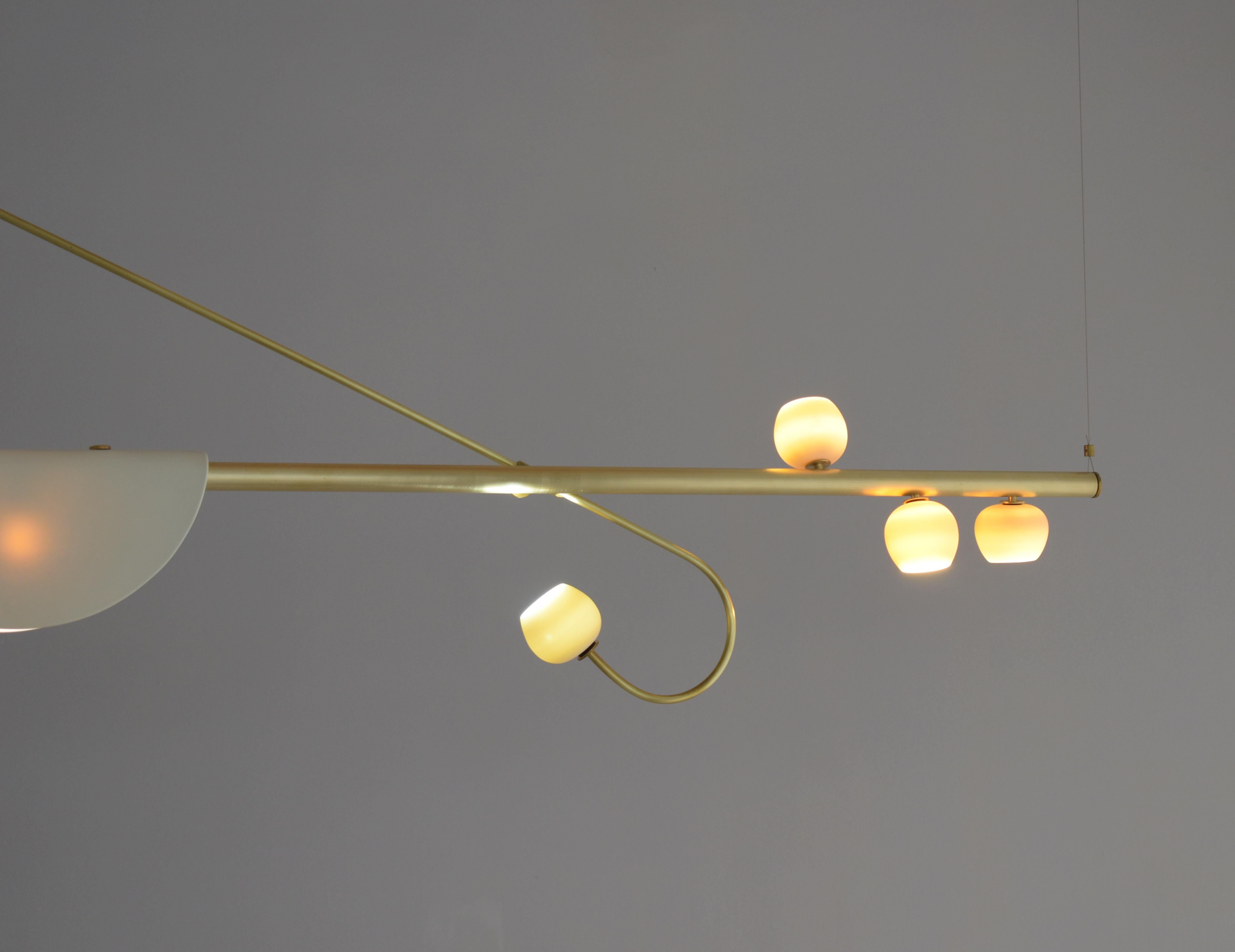 Greek Brass Sculpted Light Suspension, My Queen IV, Signed Periclis Frementitis For Sale