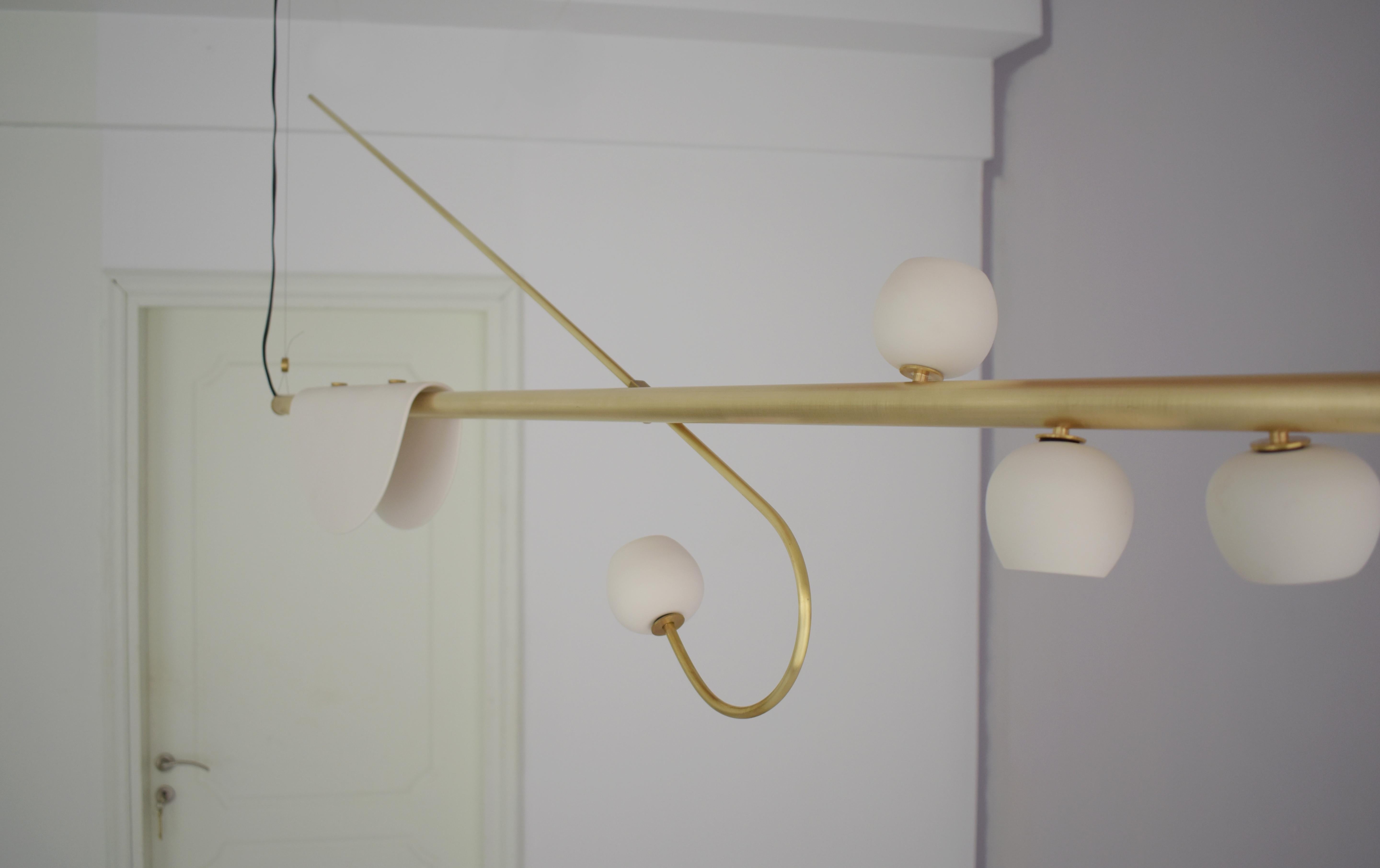 Hand-Crafted Brass Sculpted Light Suspension, My Queen IV, Signed Periclis Frementitis For Sale