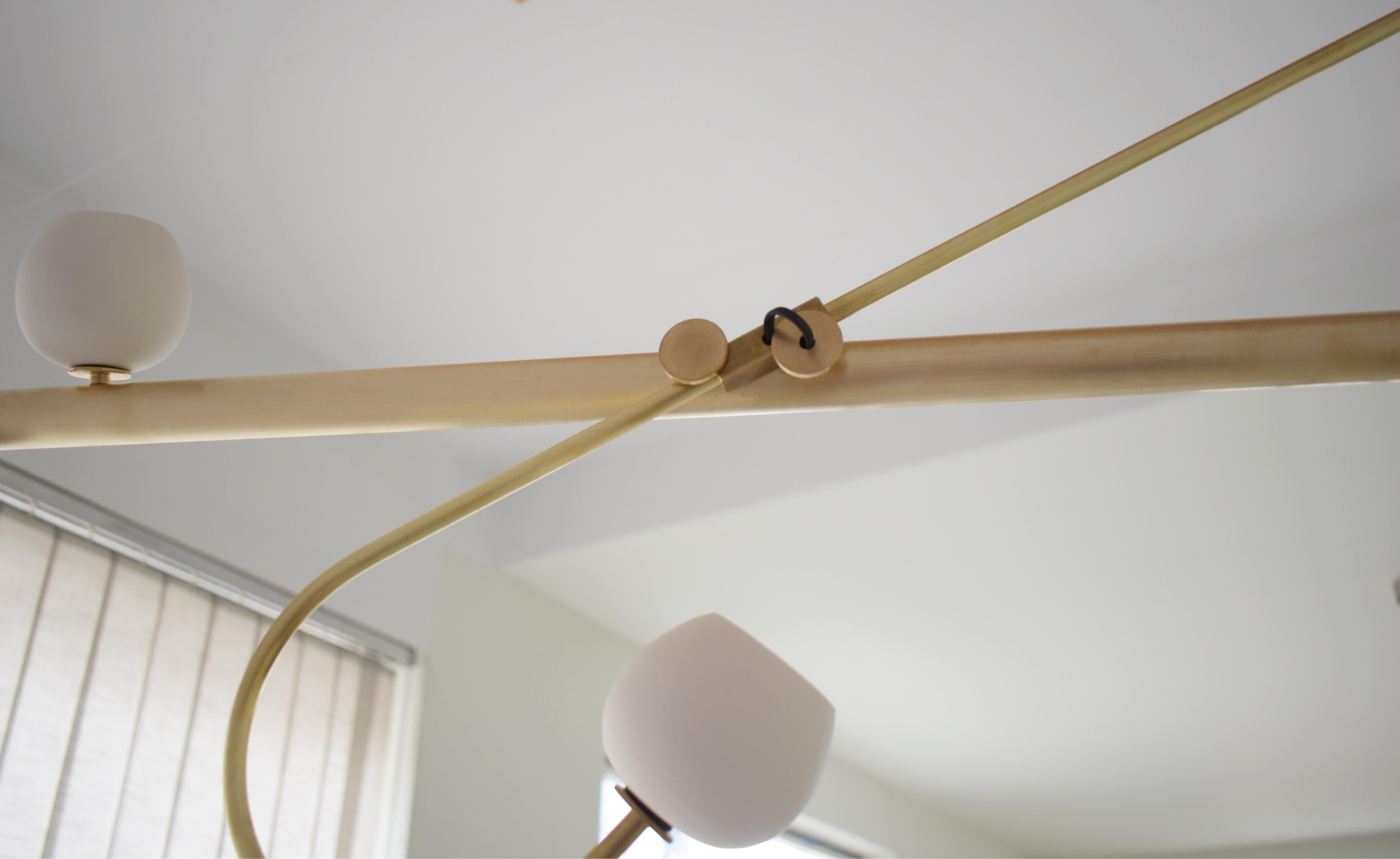 Ottone Brass Sculpted Light Suspension, My Queen IV, Signed Periclis Frementitis in vendita