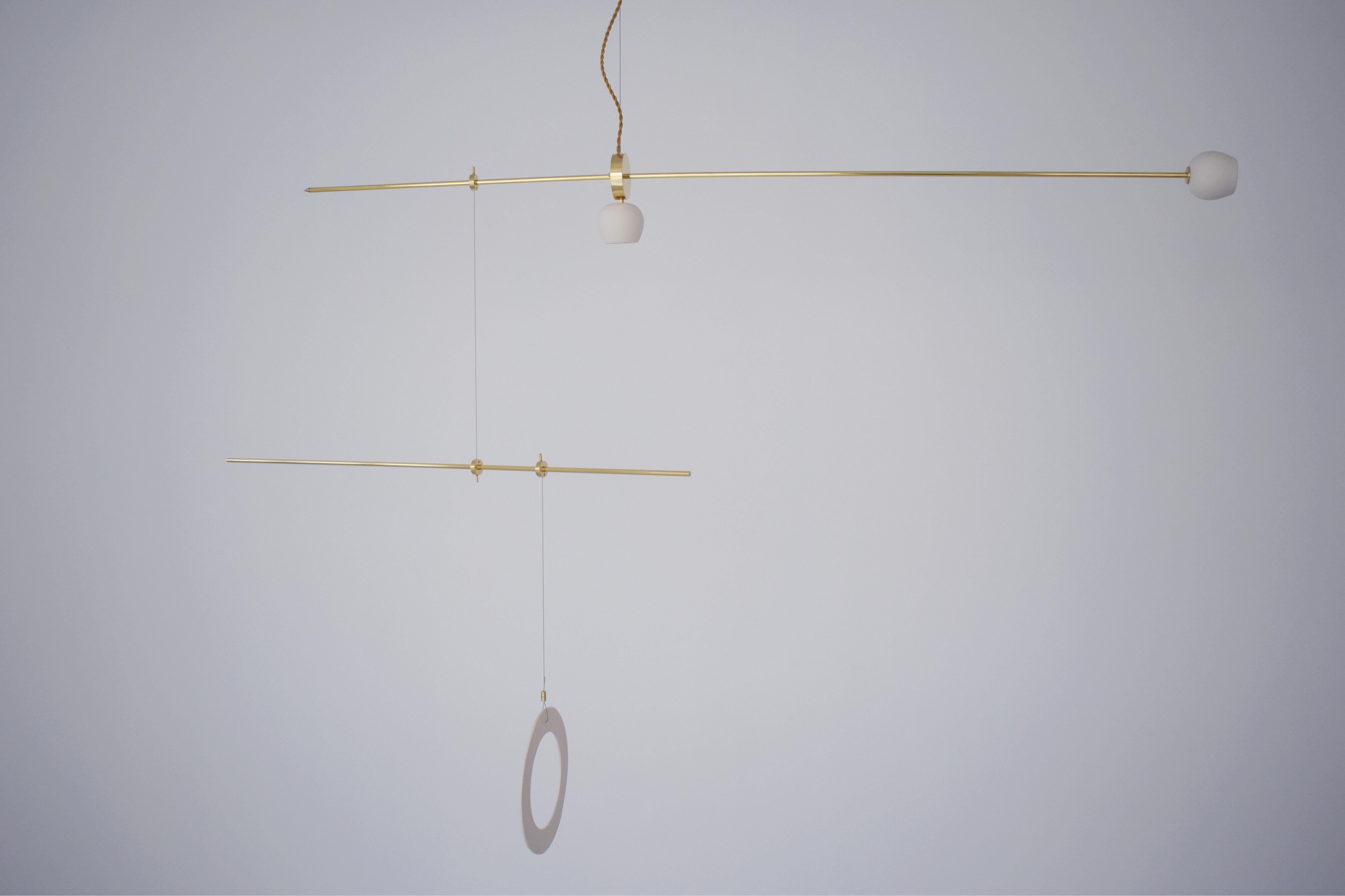 Brass sculpted light suspension, 