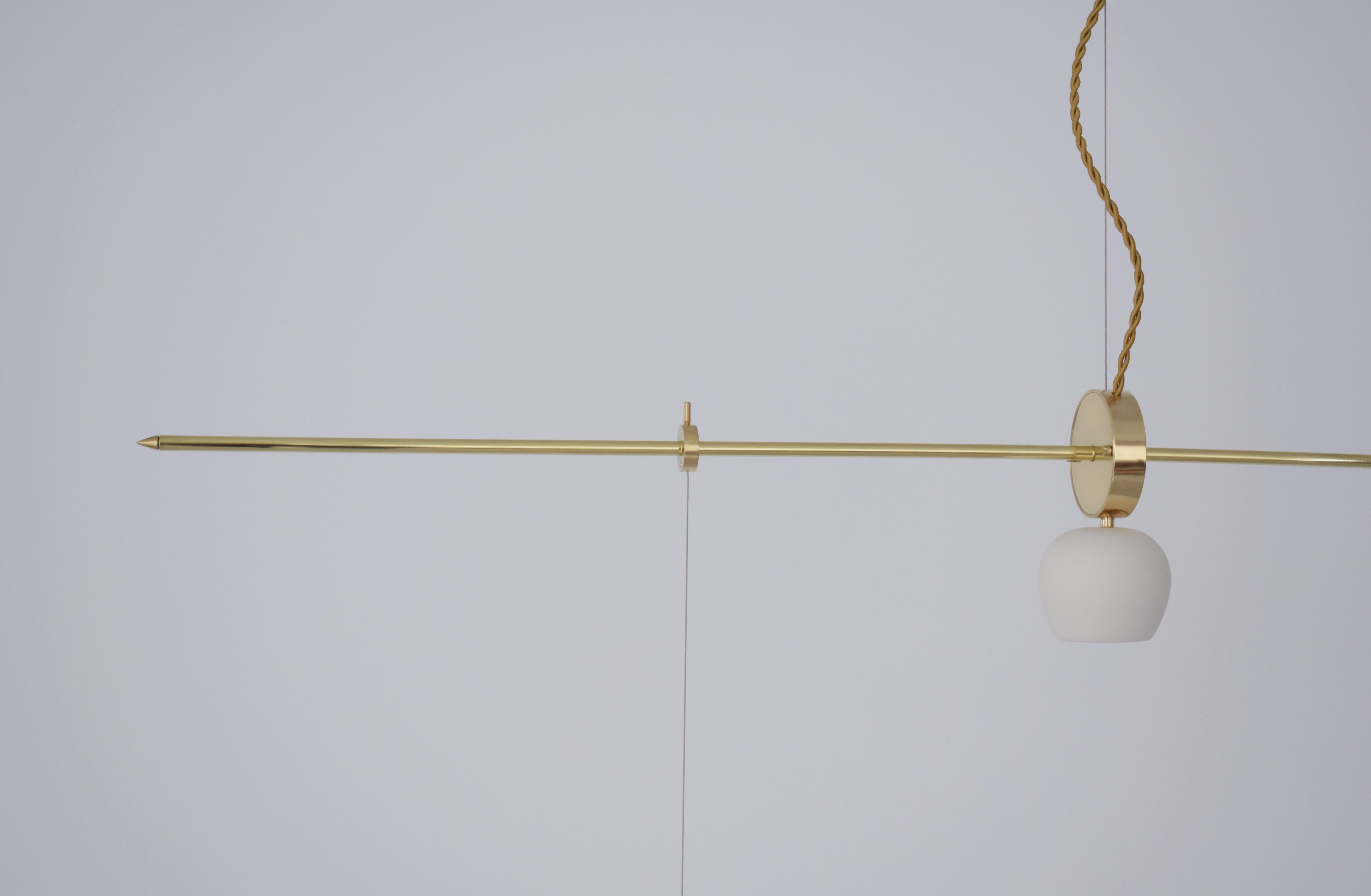 Contemporary Brass Sculpted Light Suspension, 