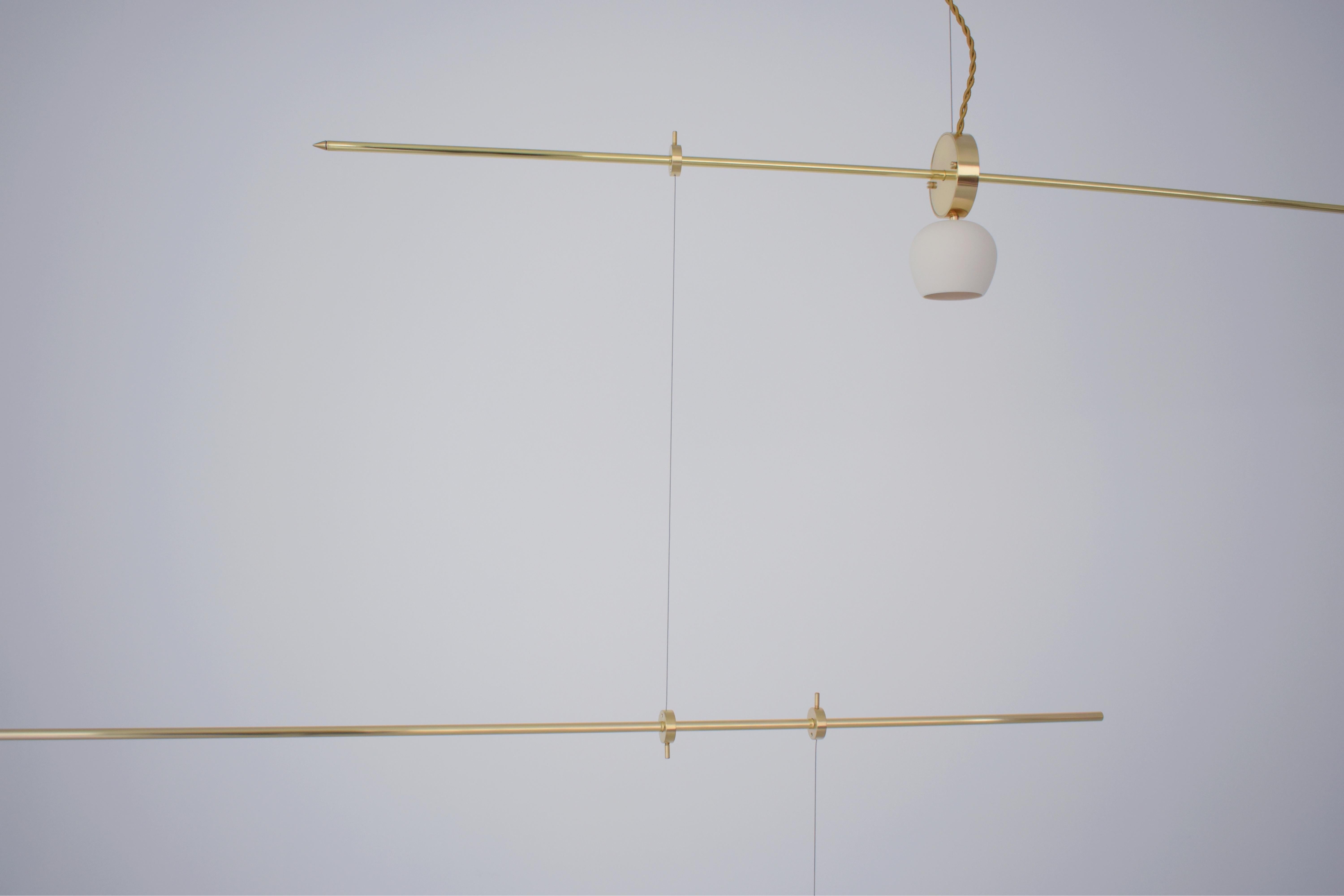 Contemporary Brass Sculpted Light Suspension, 