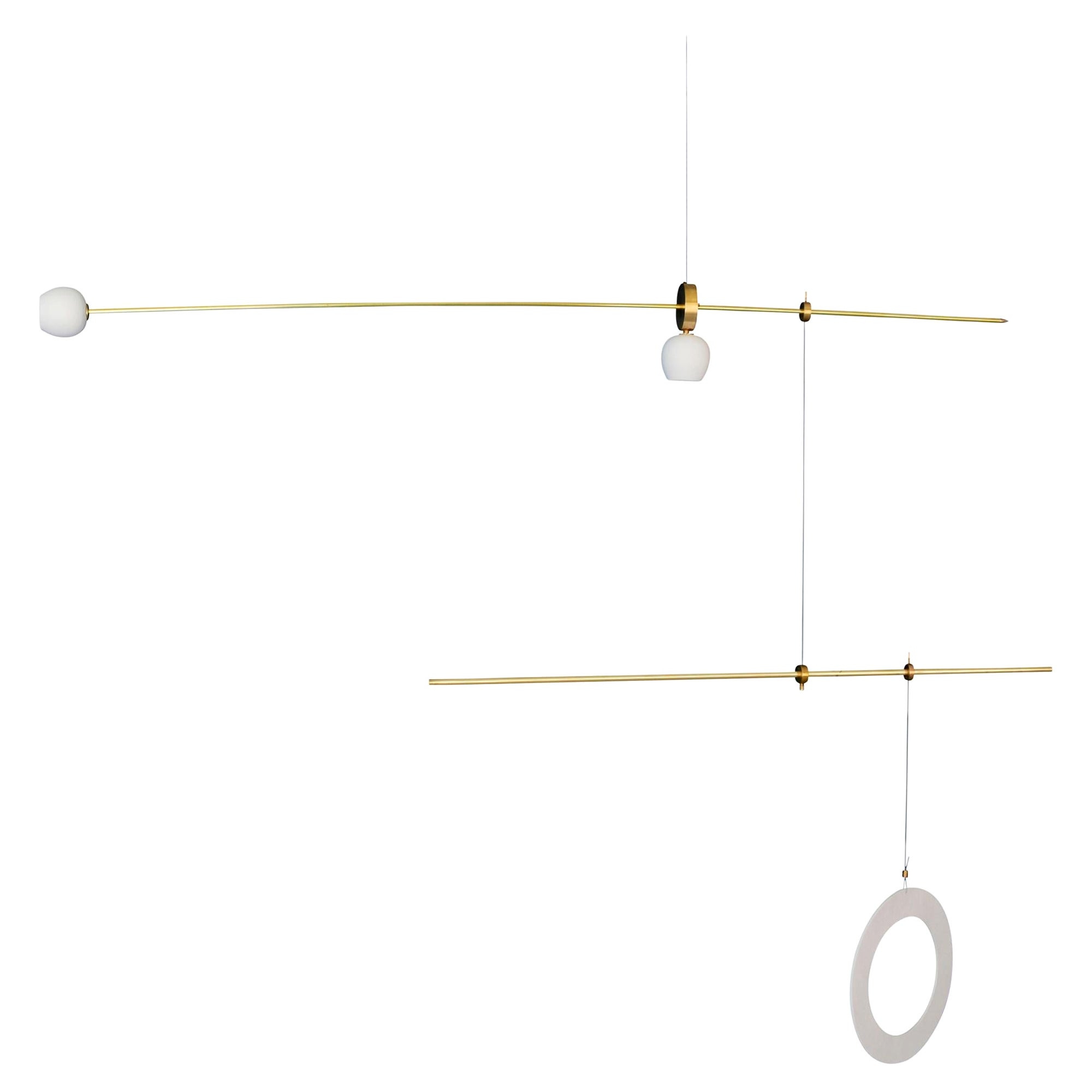 Brass Sculpted Light Suspension, "Pi" by Periclis Frementitis For Sale